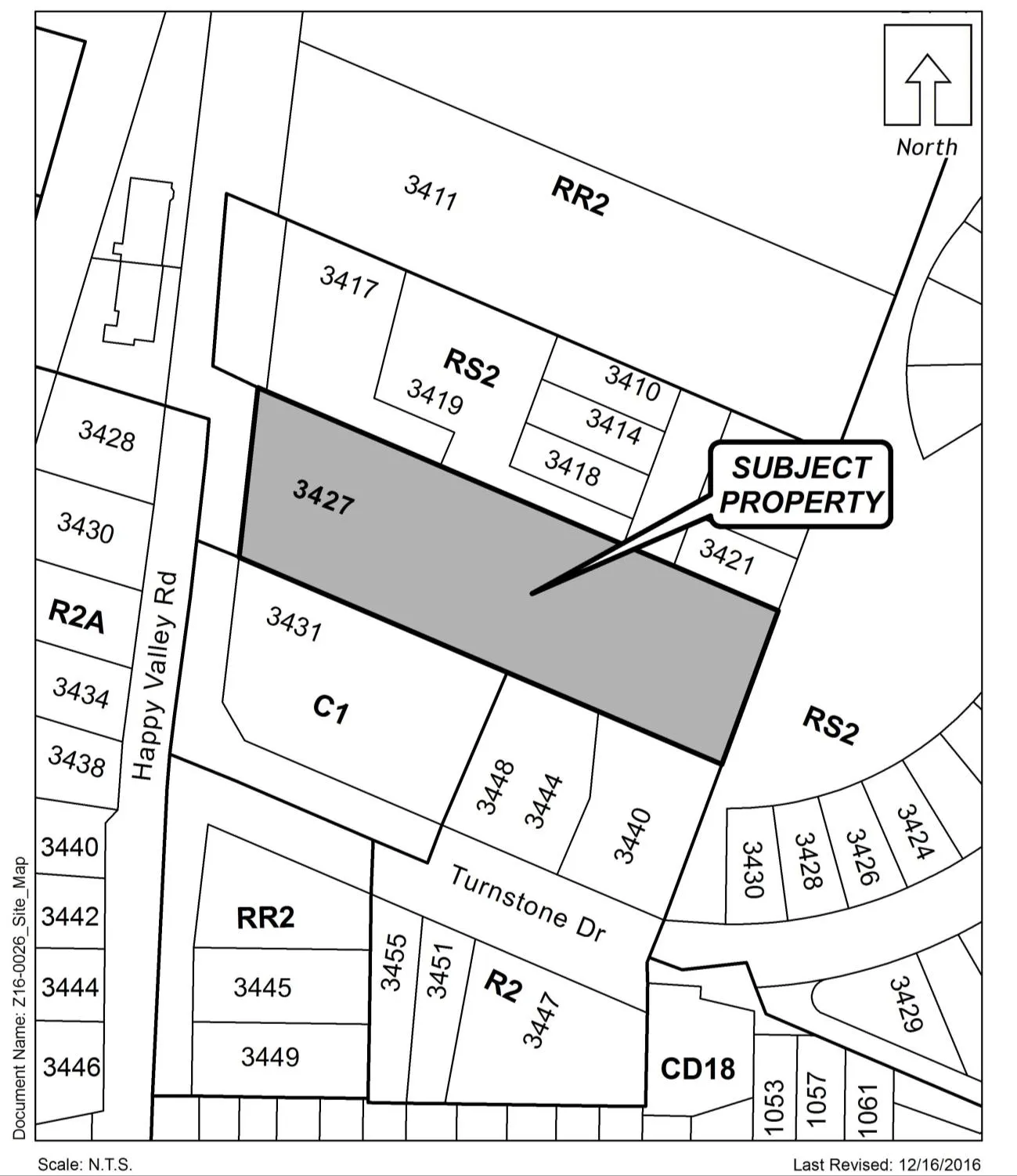 Site map for 3427 Happy Valley Road