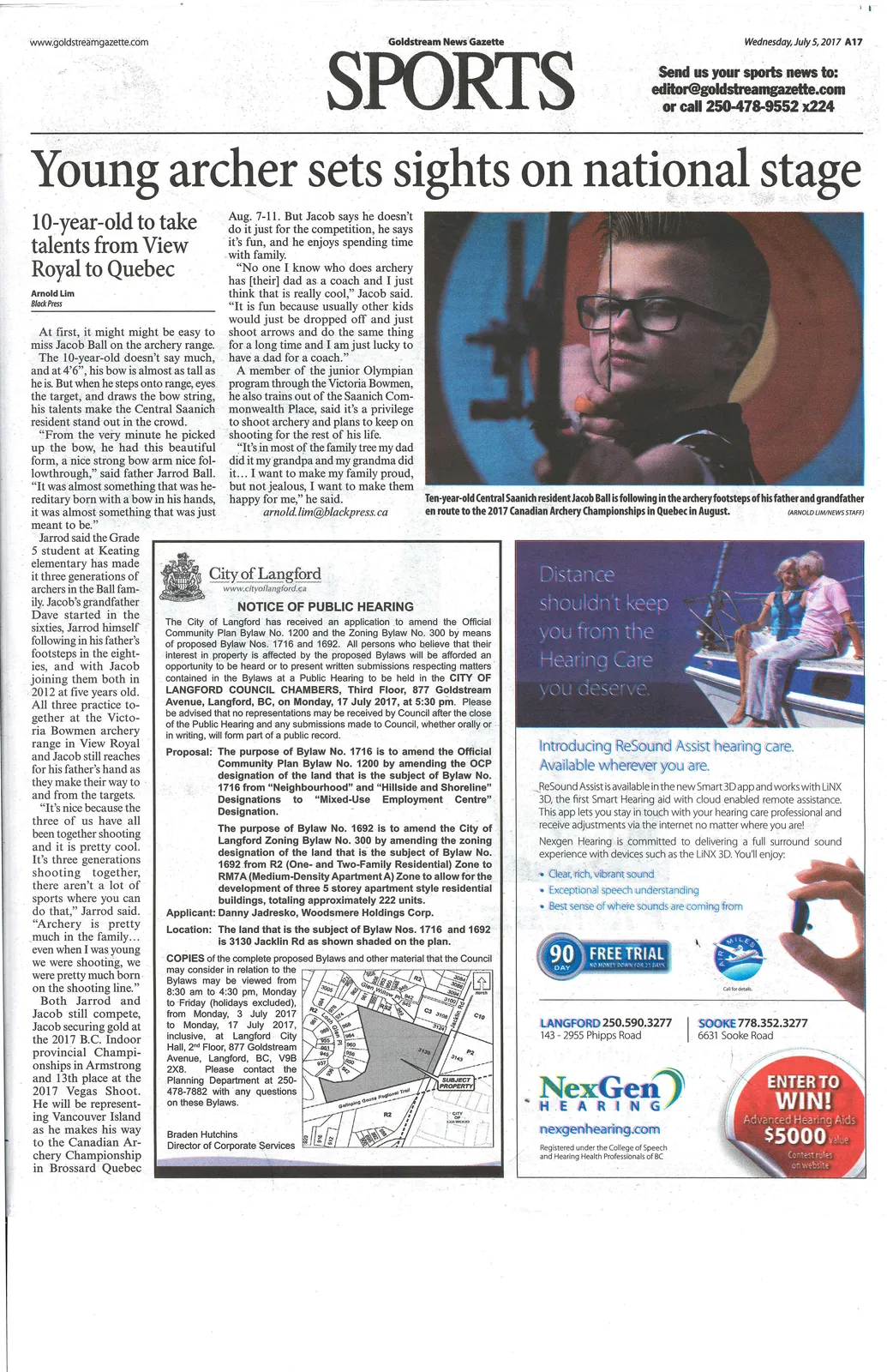 Newspaper notice graphic including meeting details and contact info