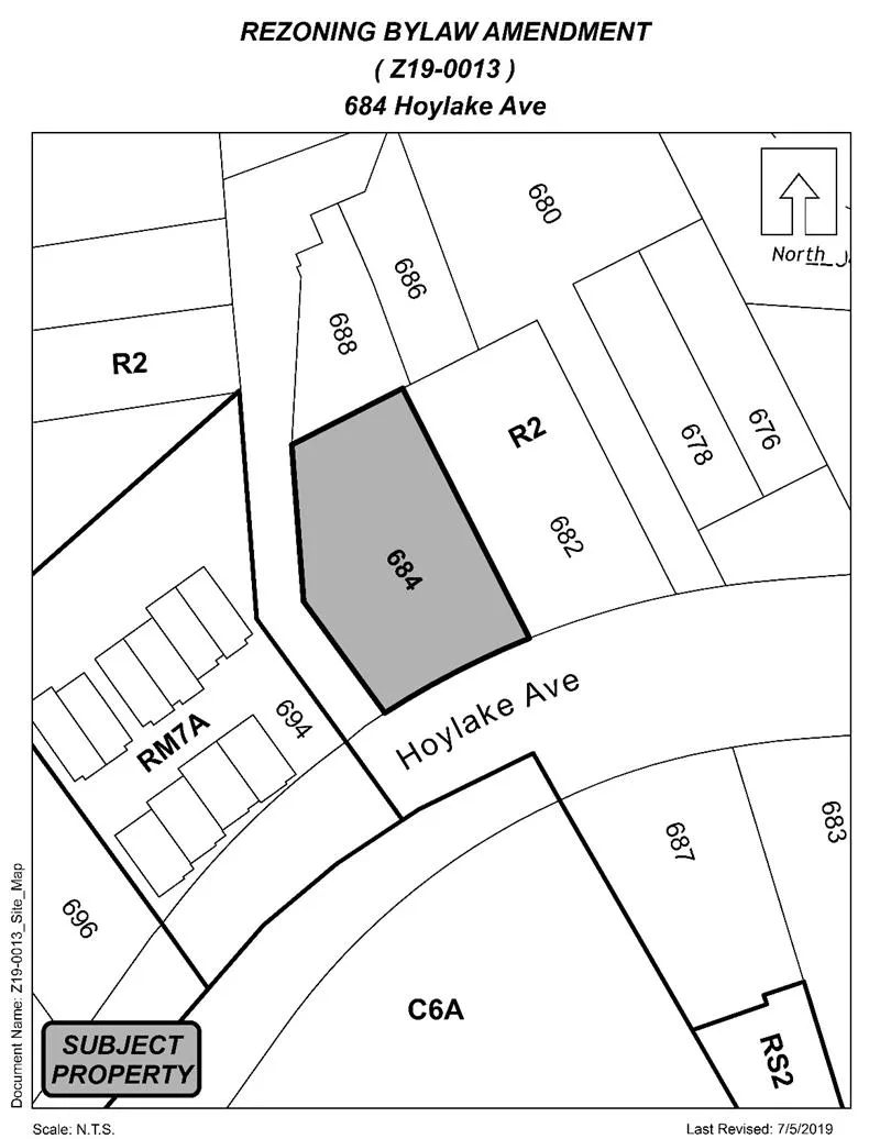 Location plan showing 684 Hoylake Ave shaded on the plan