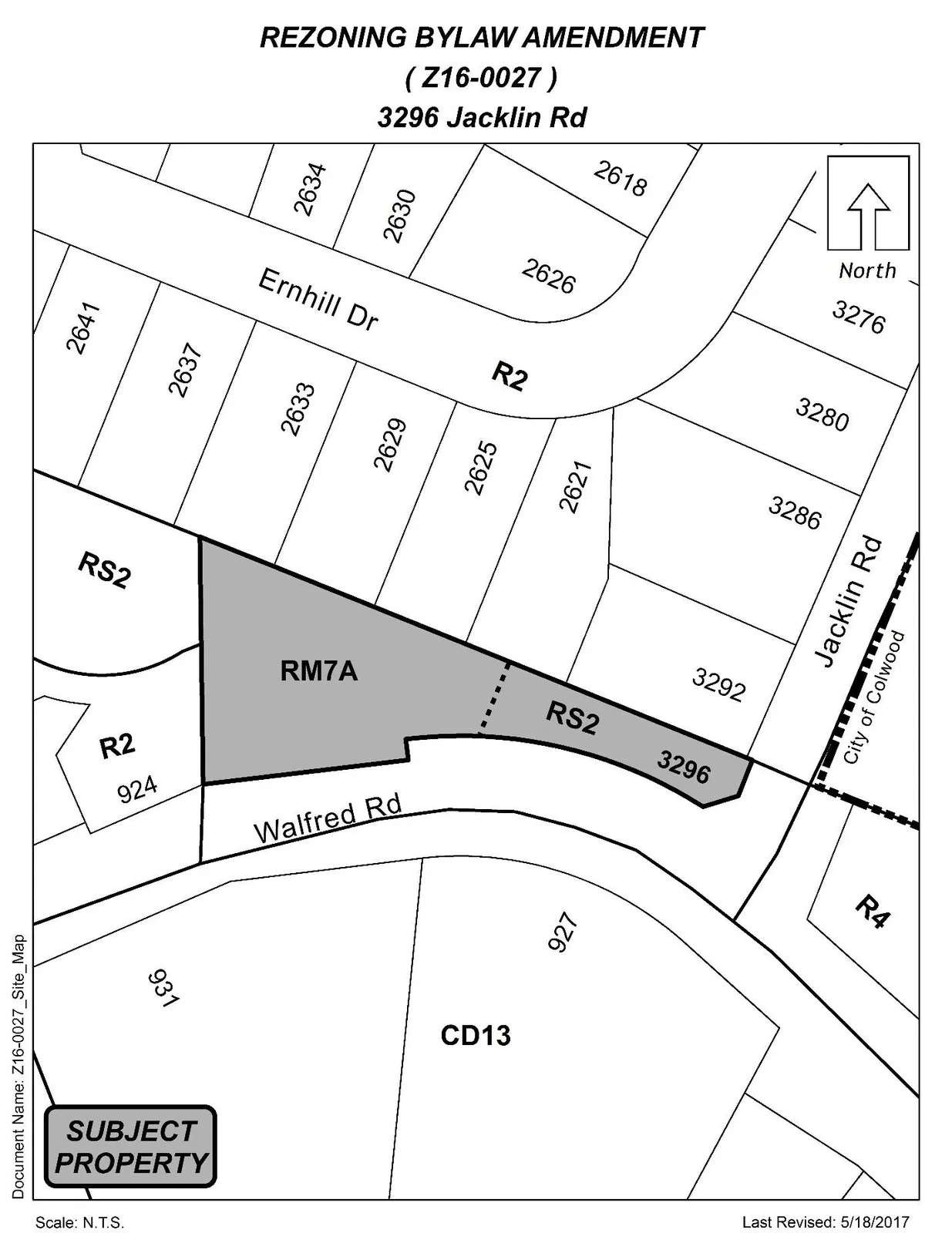 Location plan inset showing 3296 Jacklin Rd (subject property) in context