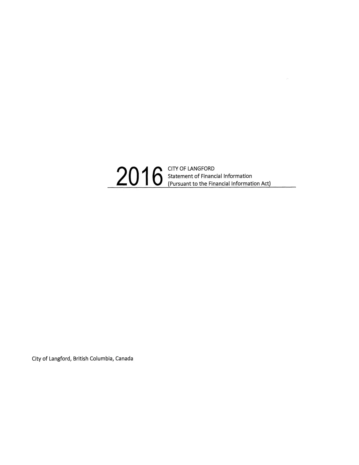 2016 Statement of Financial Information title page