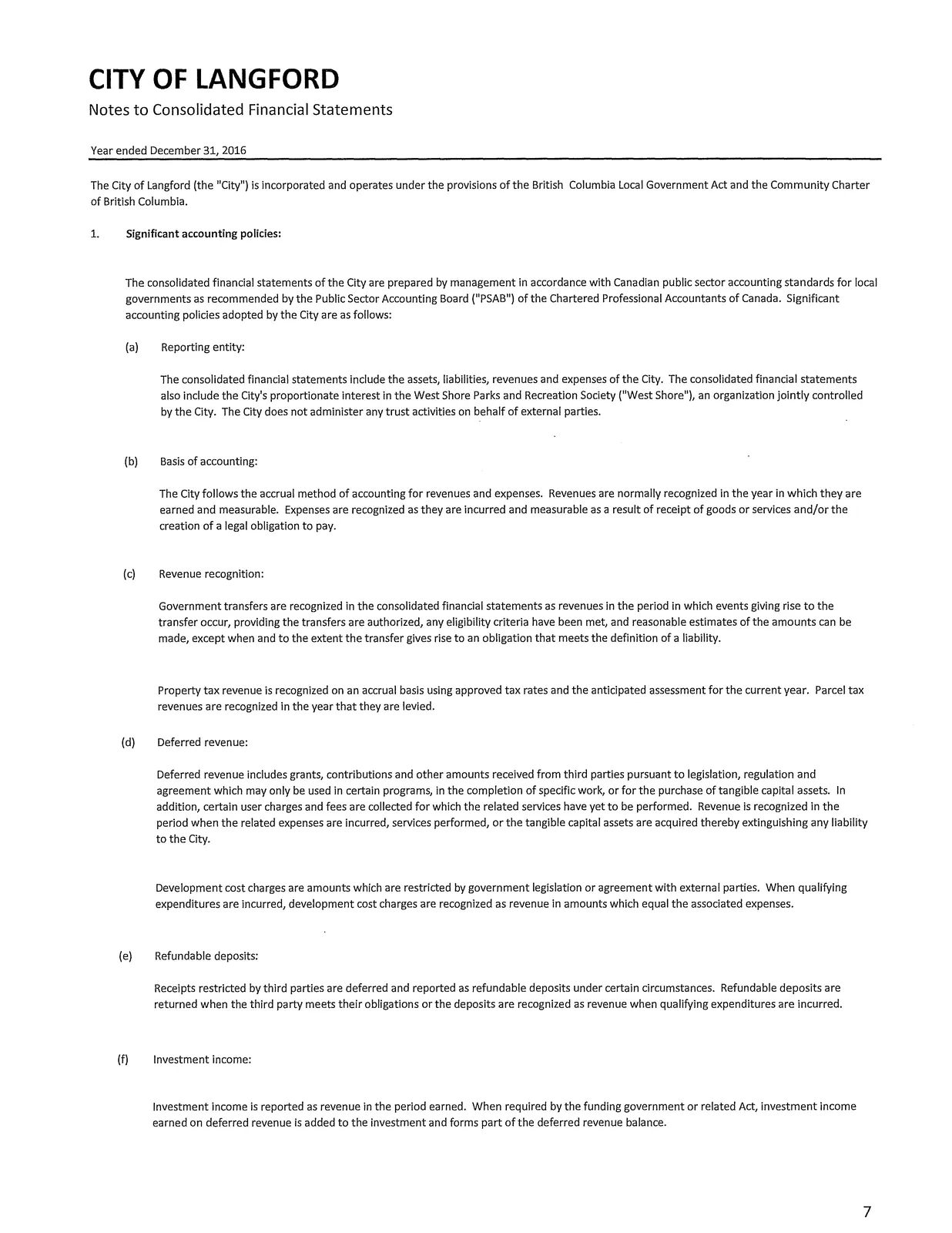 Notes to Consolidated Financial Statements intro page