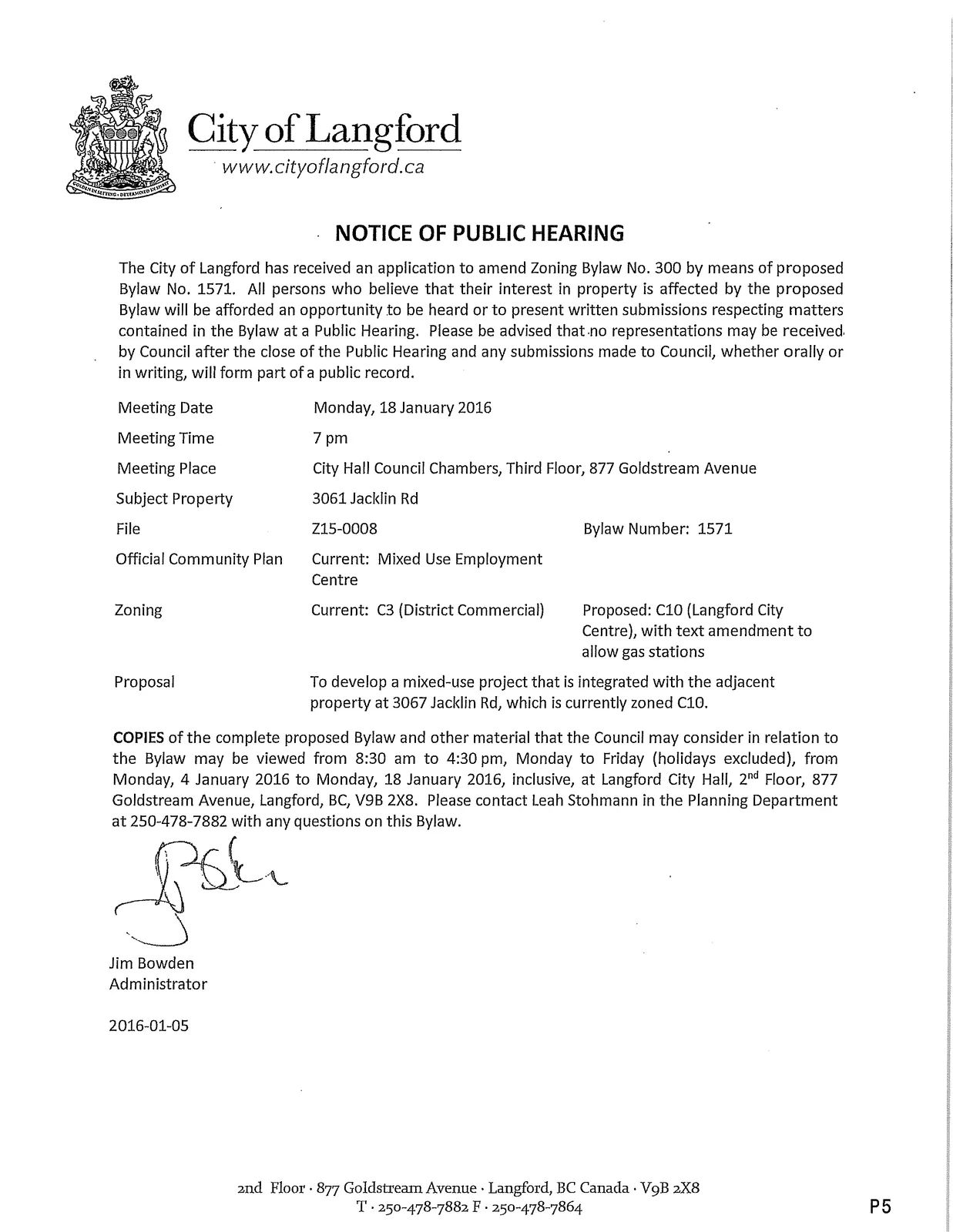 Notice of Public Hearing advertisement