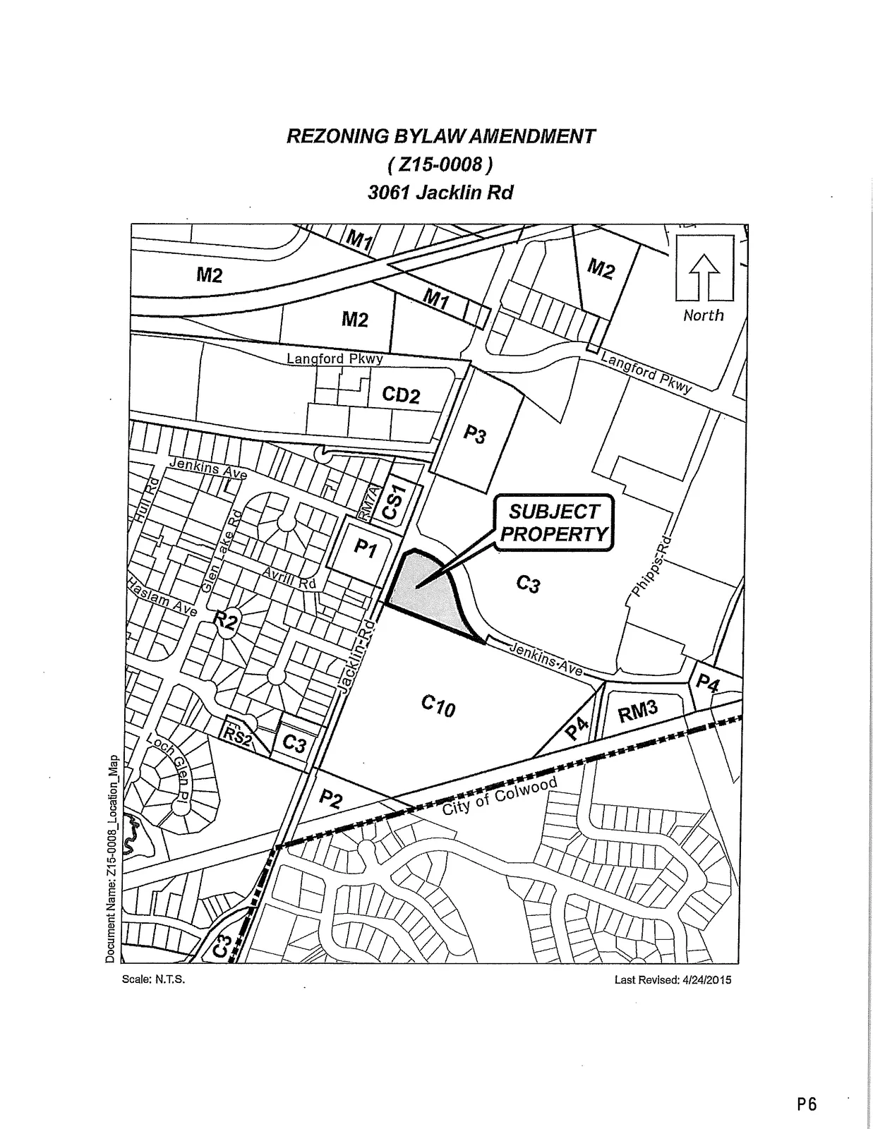 Rezoning Bylaw Amendment title graphic: "REZONING BYLAW AMENDMENT ( Z15-0008 ) 3061 Jacklin Rd"