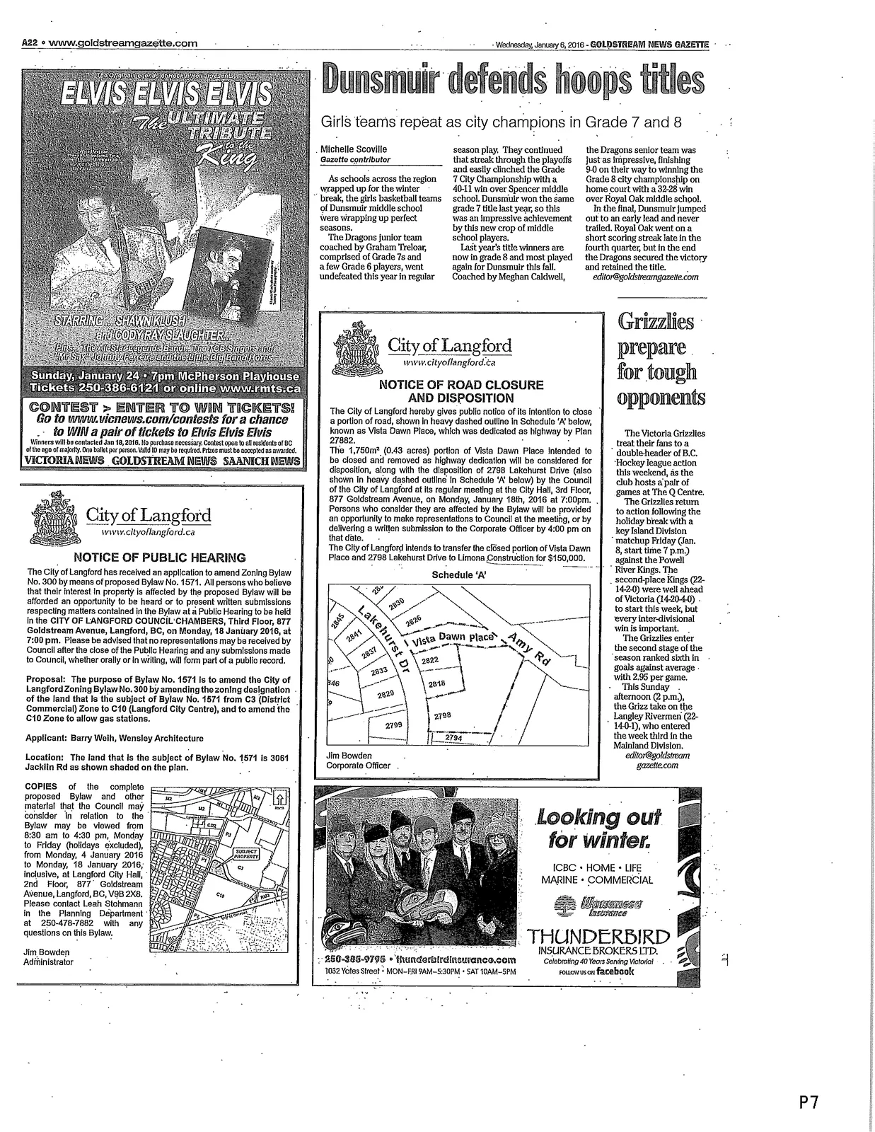 Notice of Road Closure and Disposition map excerpt