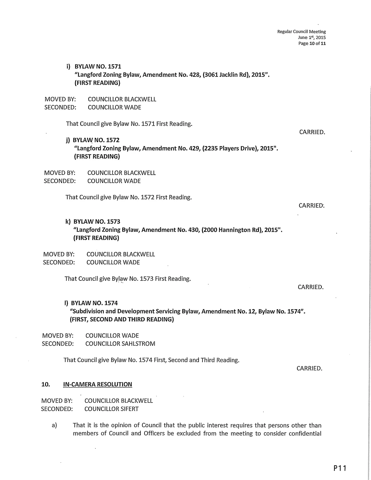 Regular Council Meeting (June 1, 2015) excerpt graphic