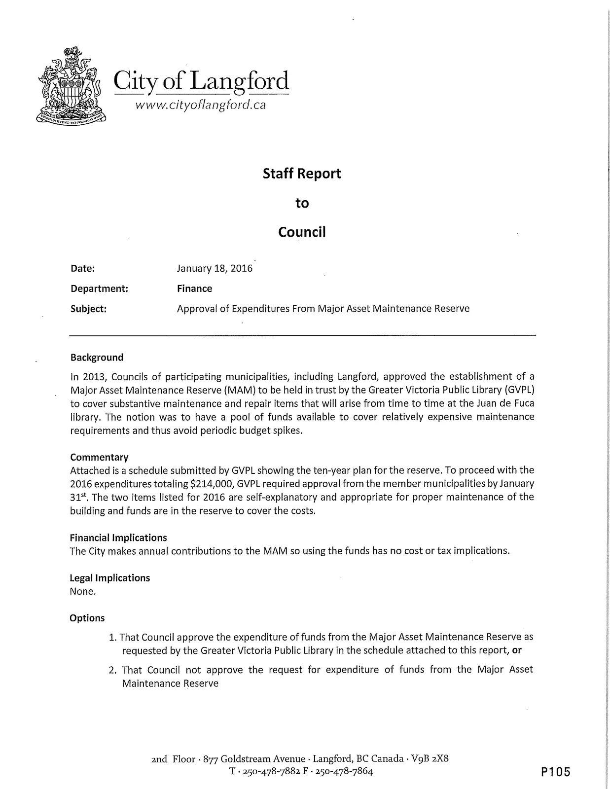 Staff report main page