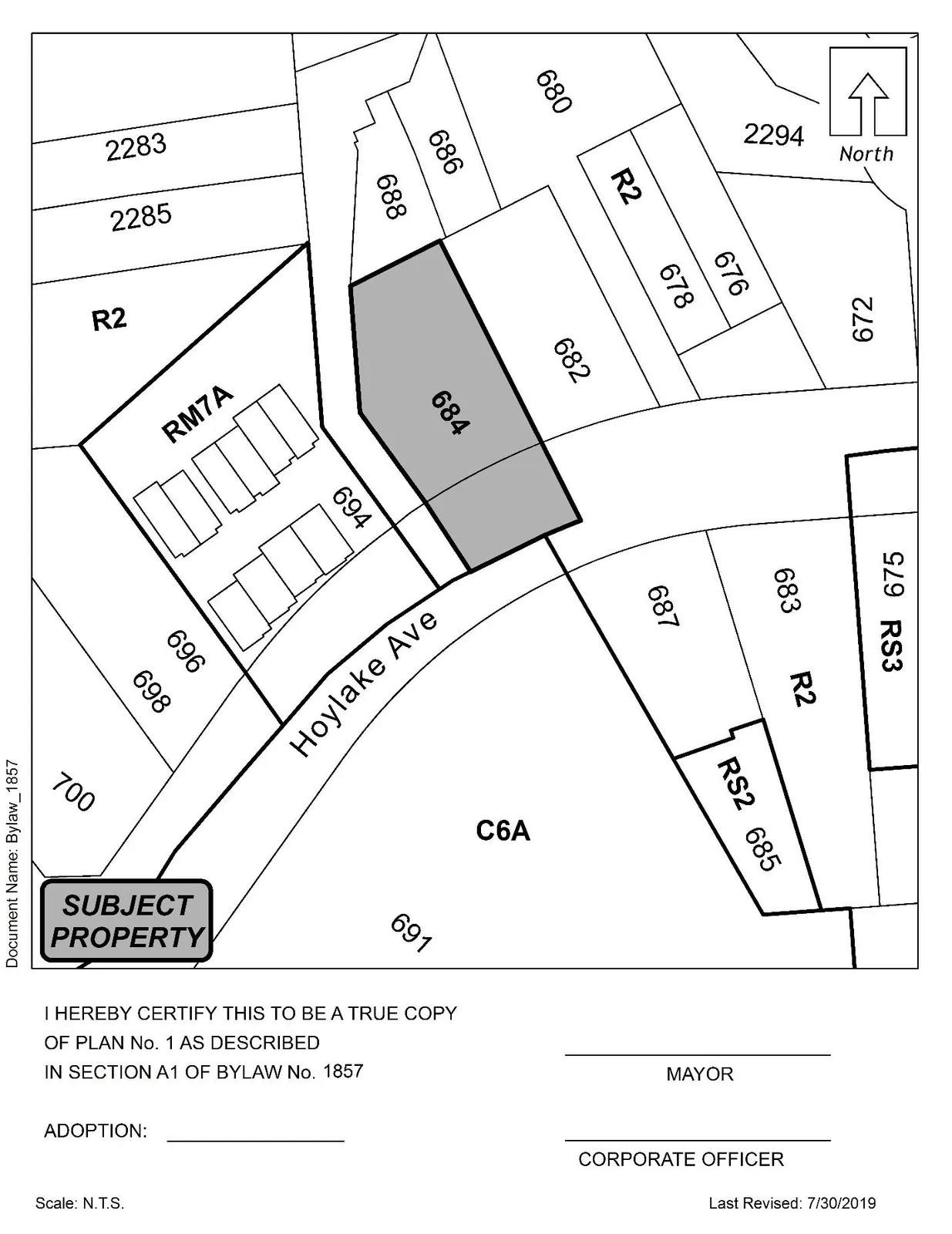 Schedule A (Bylaw No. 1857, Page 2 of 2)
