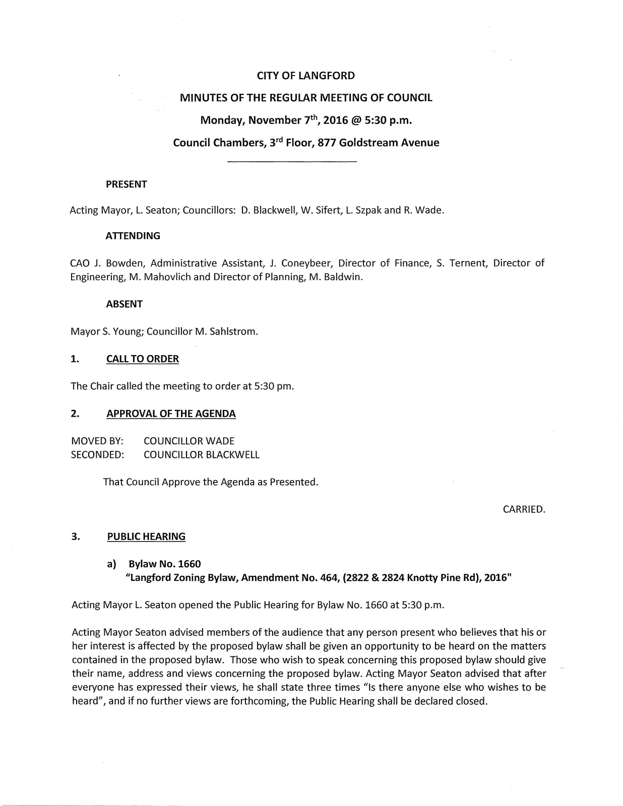 Page 1 scan of meeting minutes