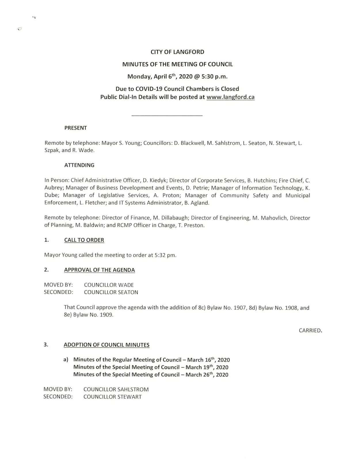 Signatures – Presiding Council Member and Certified Correct Corporate Officer