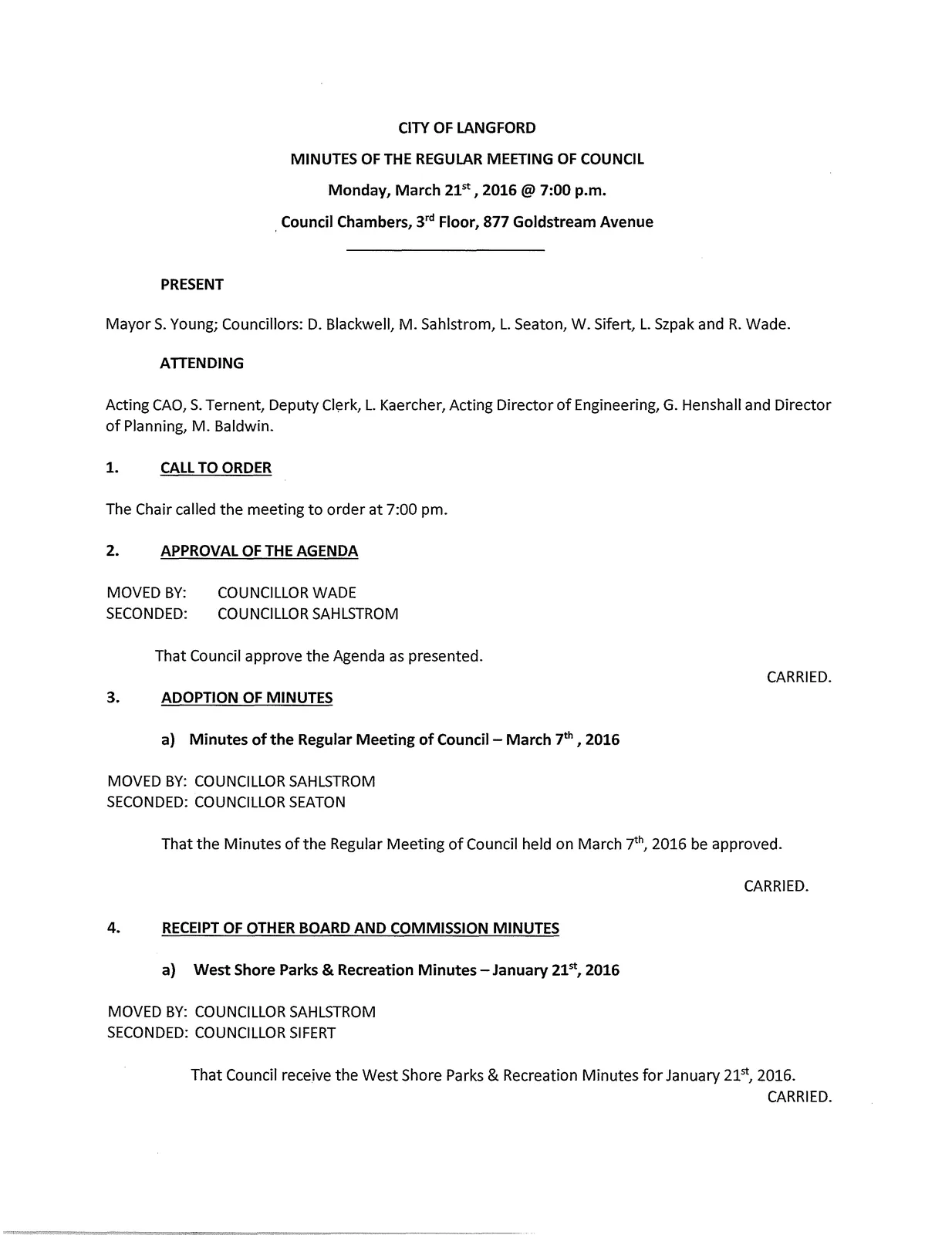 Page 1 of minutes