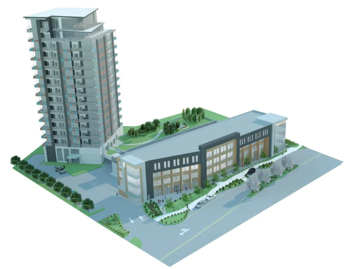 Concept plan for ultimate build-out (phase 1 medical building and phase 2 residential tower)