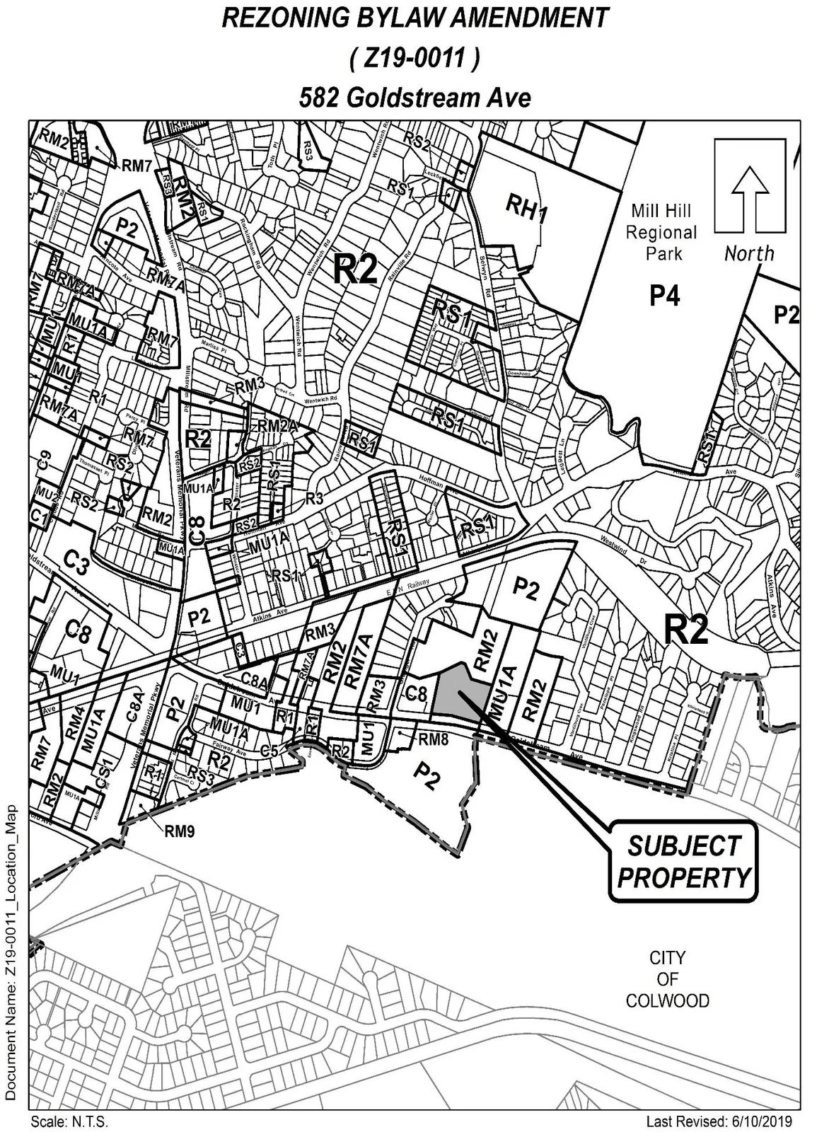 Location map indicating site in relation to Goldstream Avenue and major roads