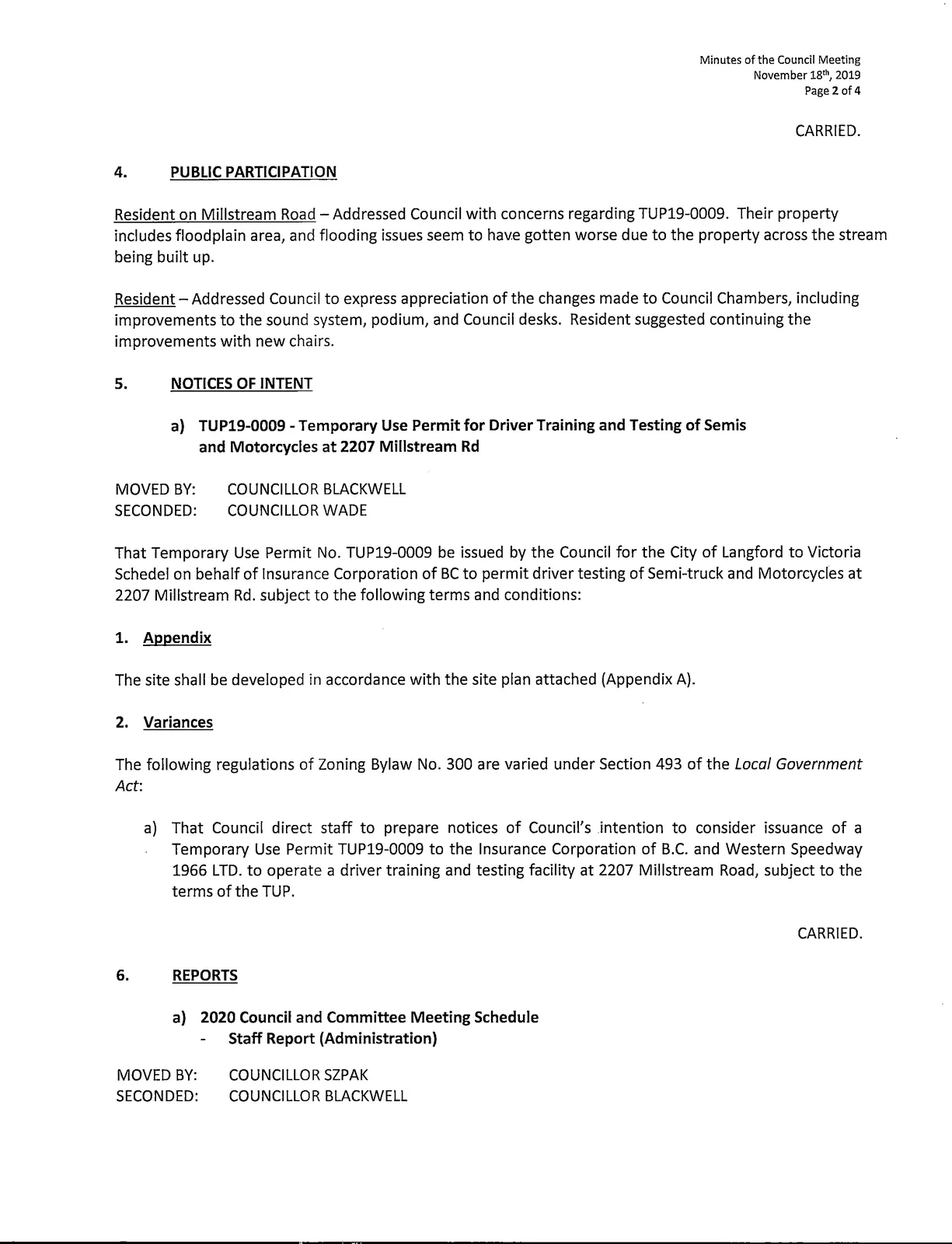 Page 2 — public participation and Notice of Intent TUP19-0009