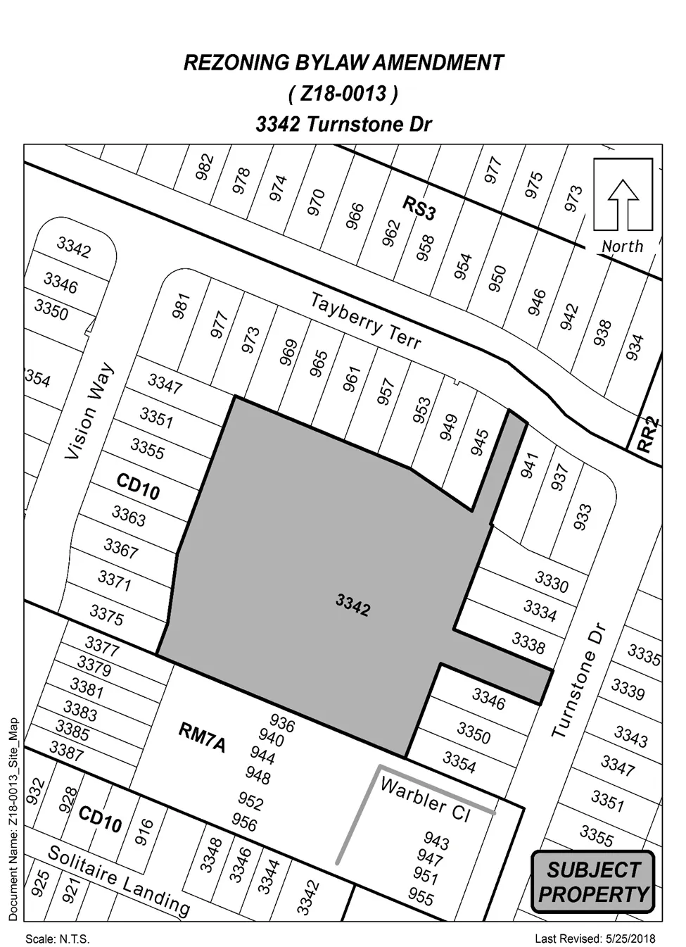 Public Hearing notice layout including subject property reference