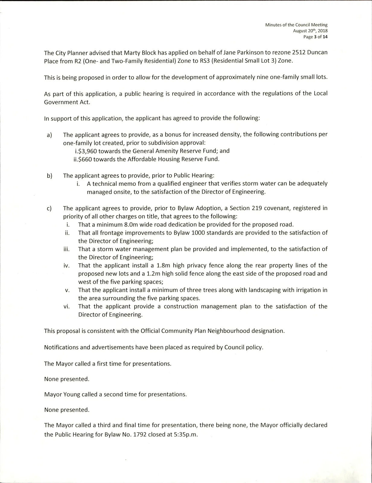 Public Hearing details for Bylaw No. 1792 continued and start of Bylaw No. 1793