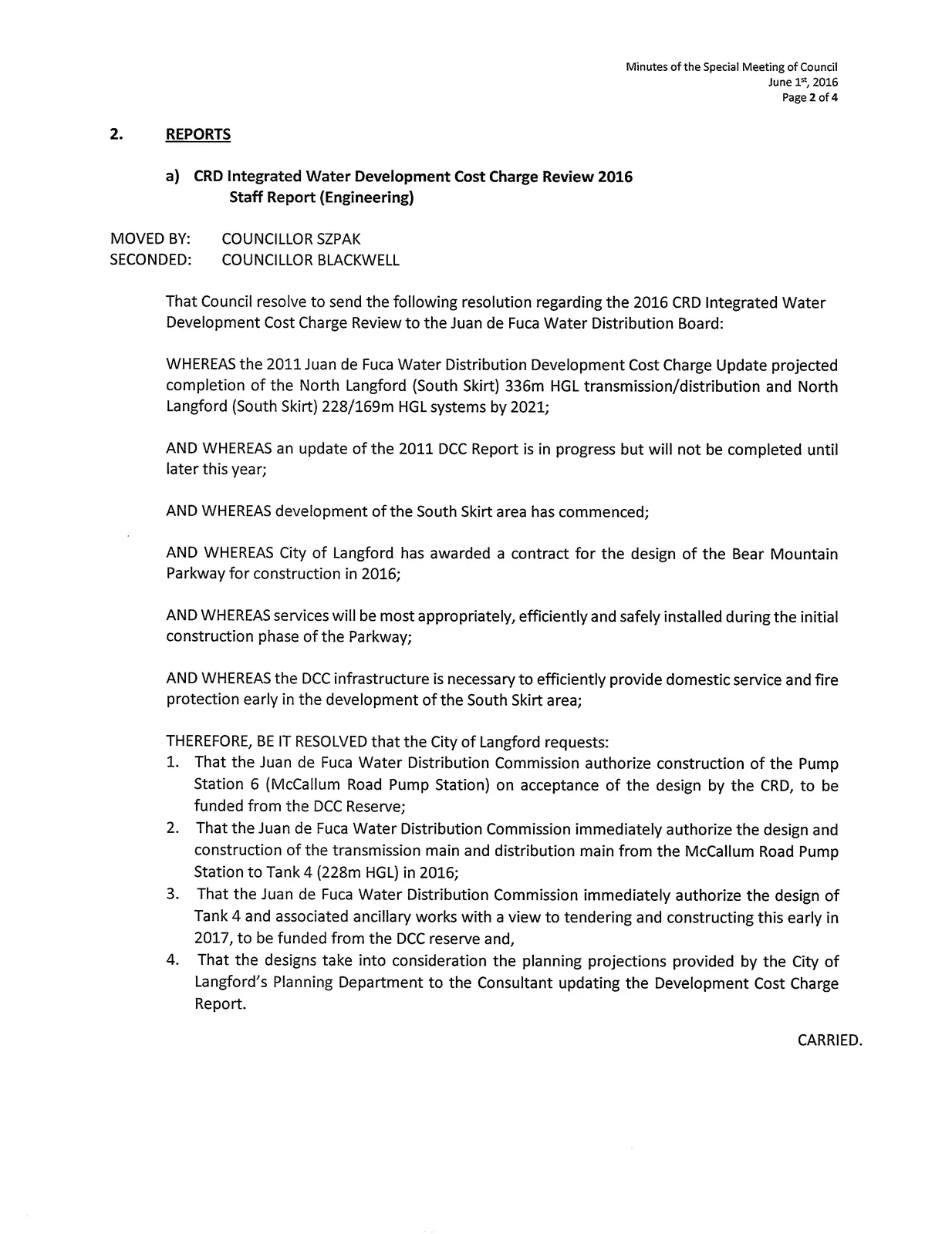 scanned page of Minutes - reports begin