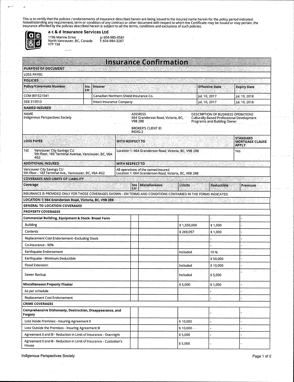 Scanned certificate page 1