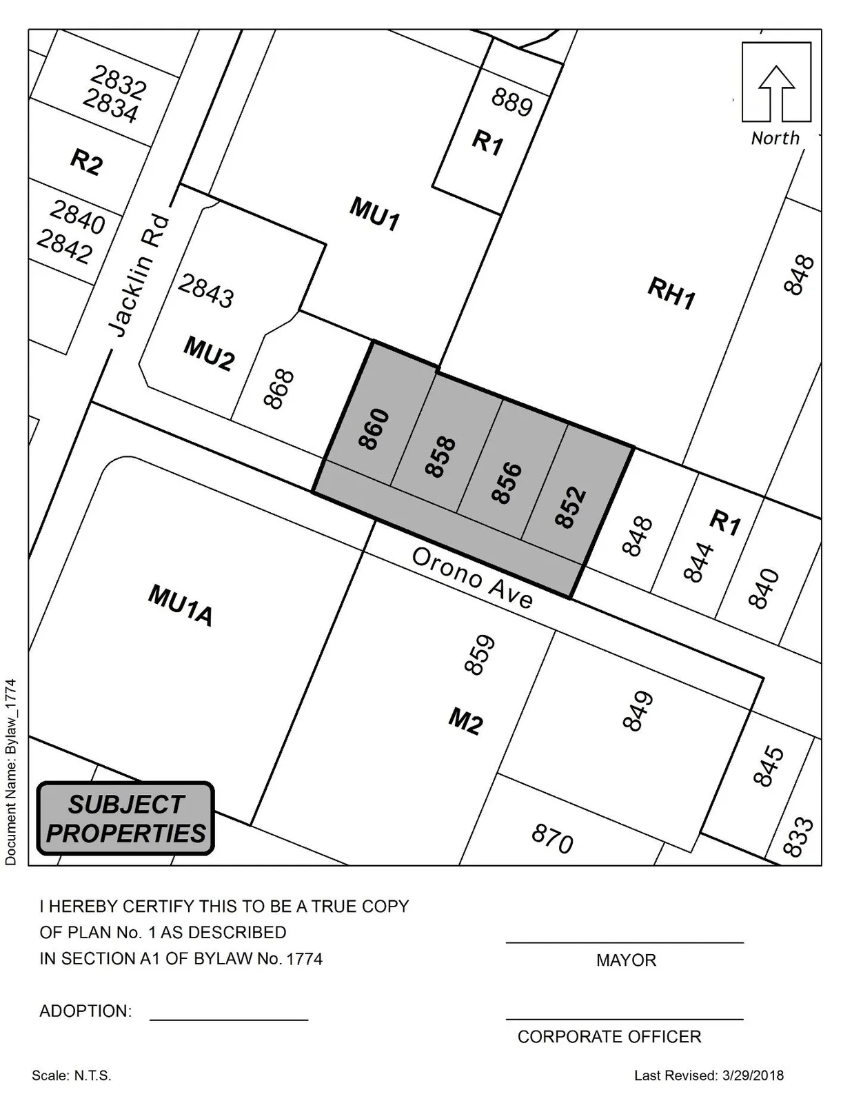 Schedule A (Plan No. 1 attached to Bylaw No. 1774)