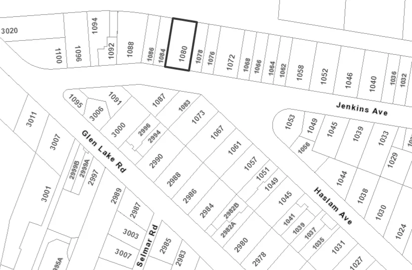 Property location map showing subject property at 1080 Jenkins Avenue