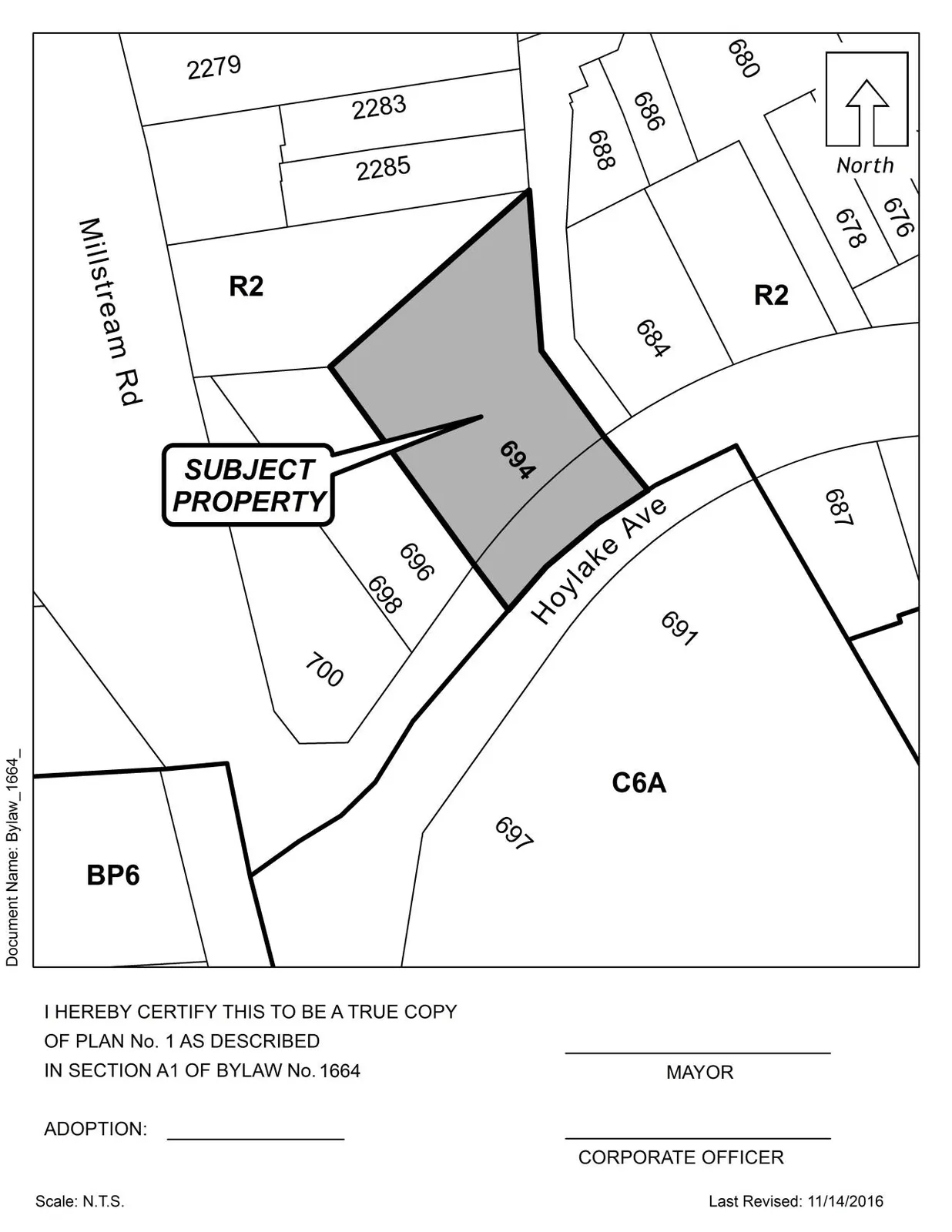 scanned page image of Bylaw No. 1664 (page 3 of 3)
