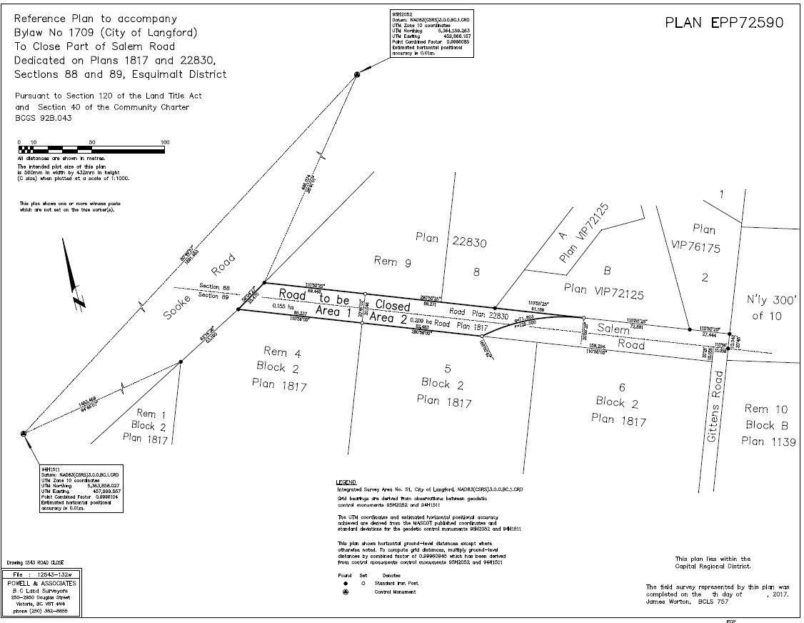 Schedule “A” - Road Closure Plan (reduced copy of the reference plan of highway closure)