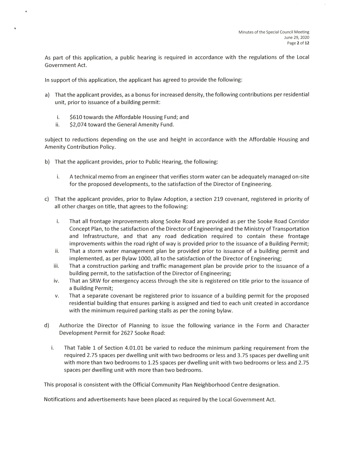 Scanned page - Public Hearing details and applicant contributions