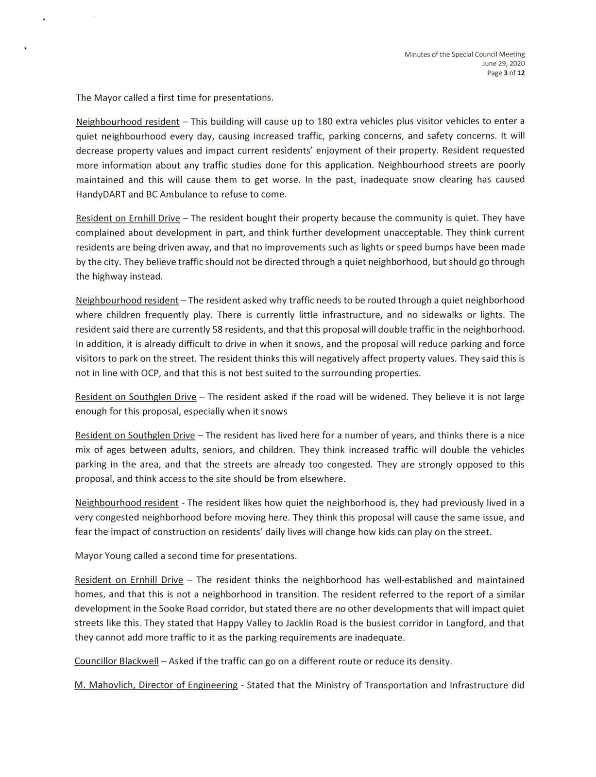 Scanned page - Notice of Intent items and DVP20-0004 details