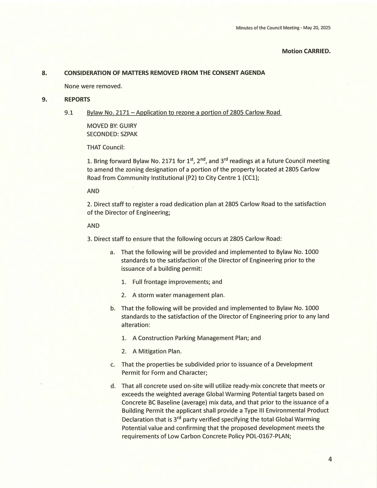 Consent agenda and start of Reports section