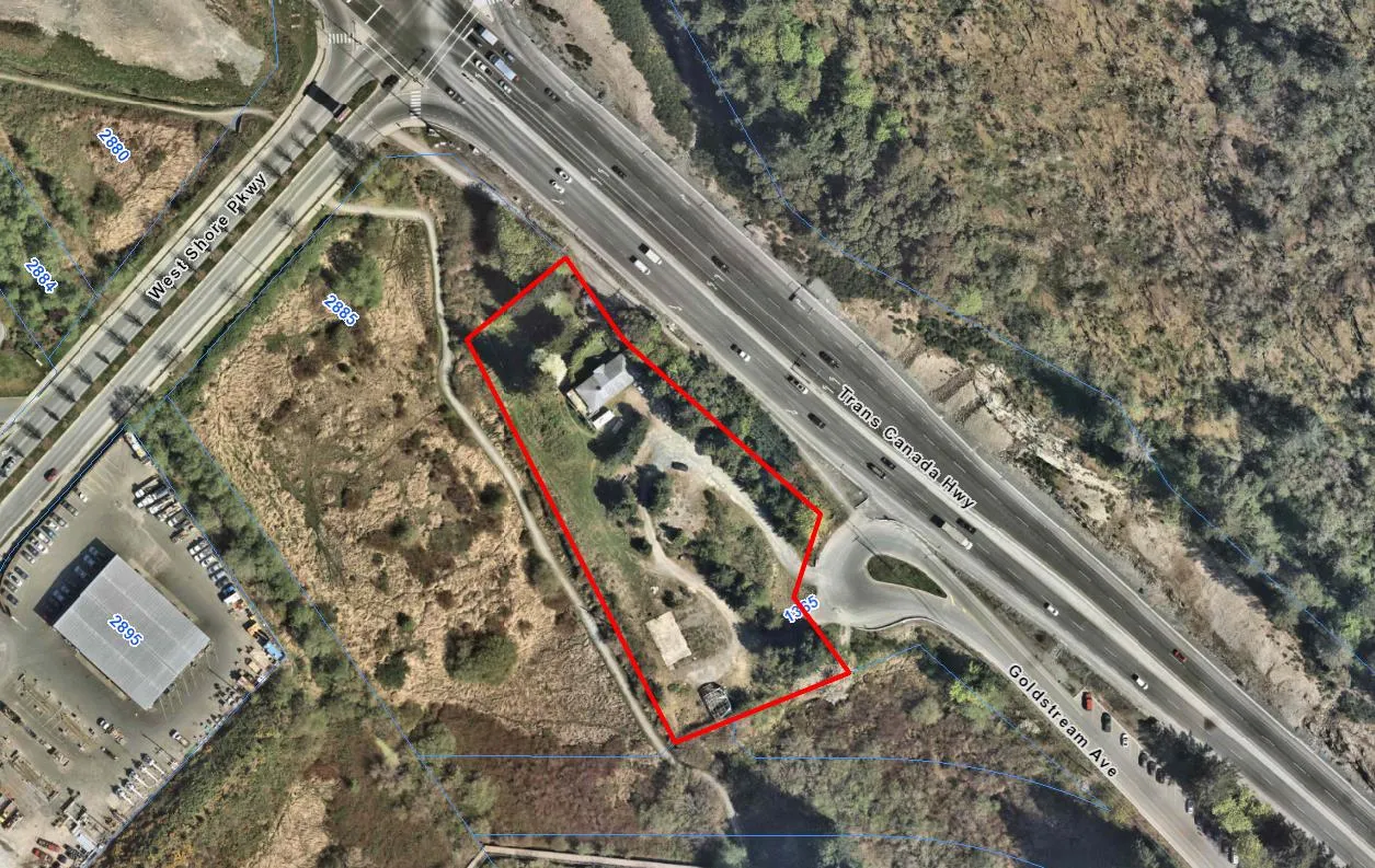 Public Hearing Notice — map showing 1365 Goldstream Avenue (subject property)