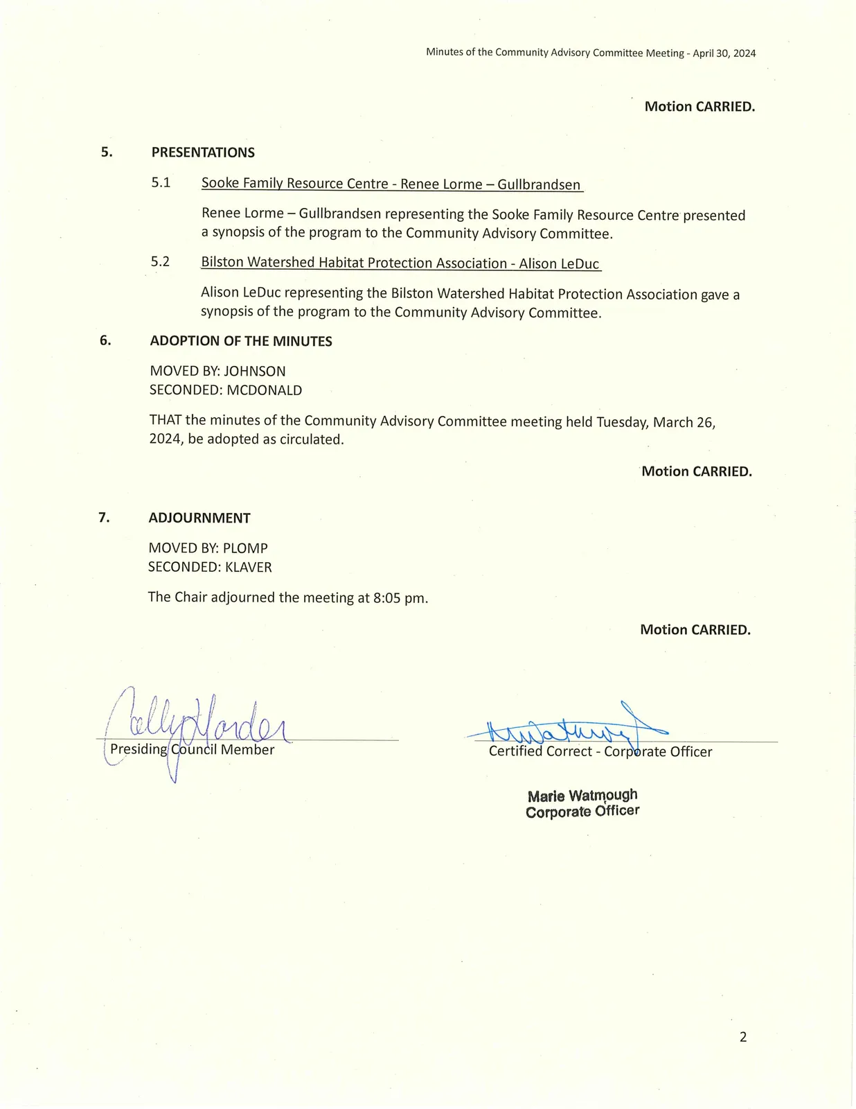 Page 2 of meeting minutes
