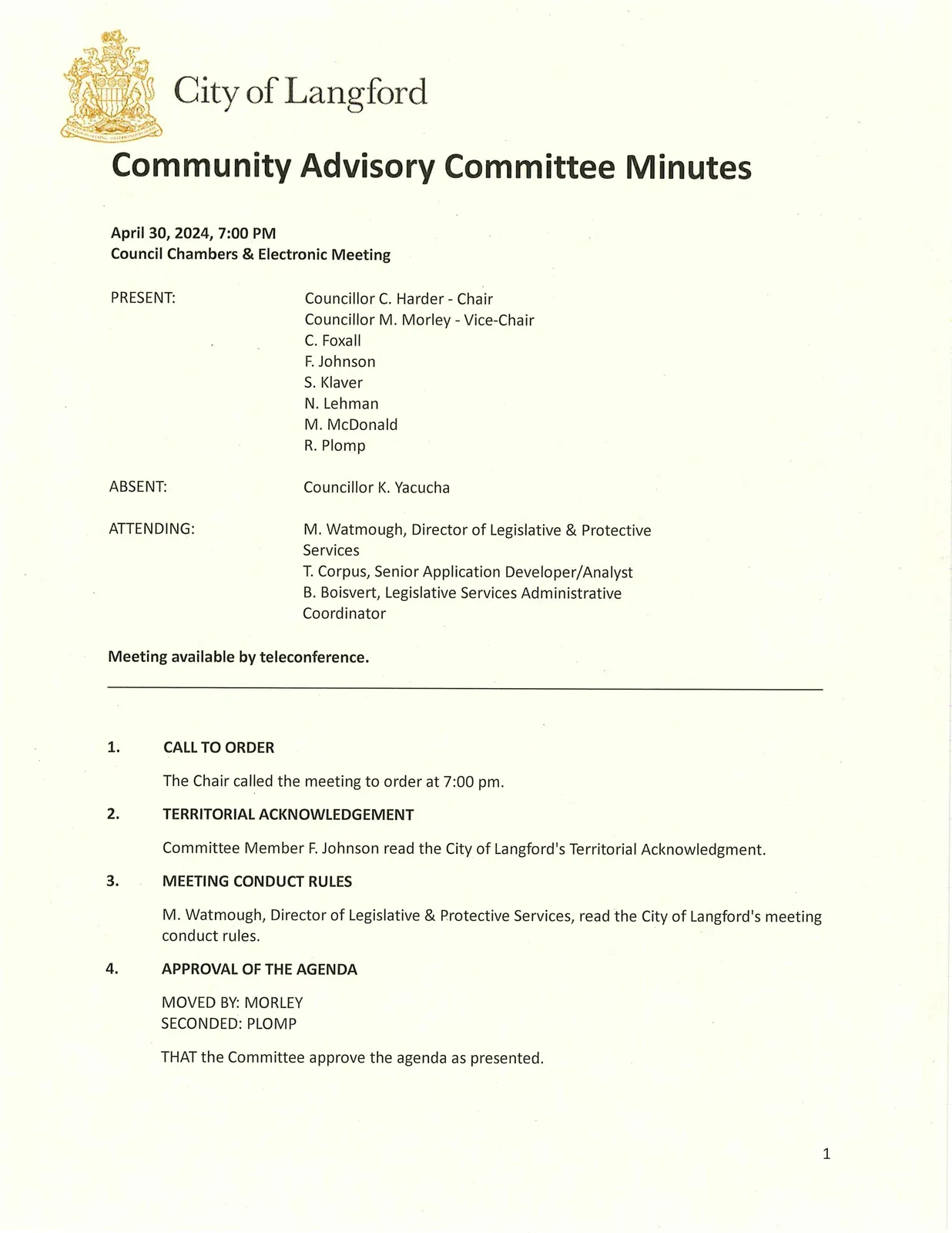 Page 1 of meeting minutes