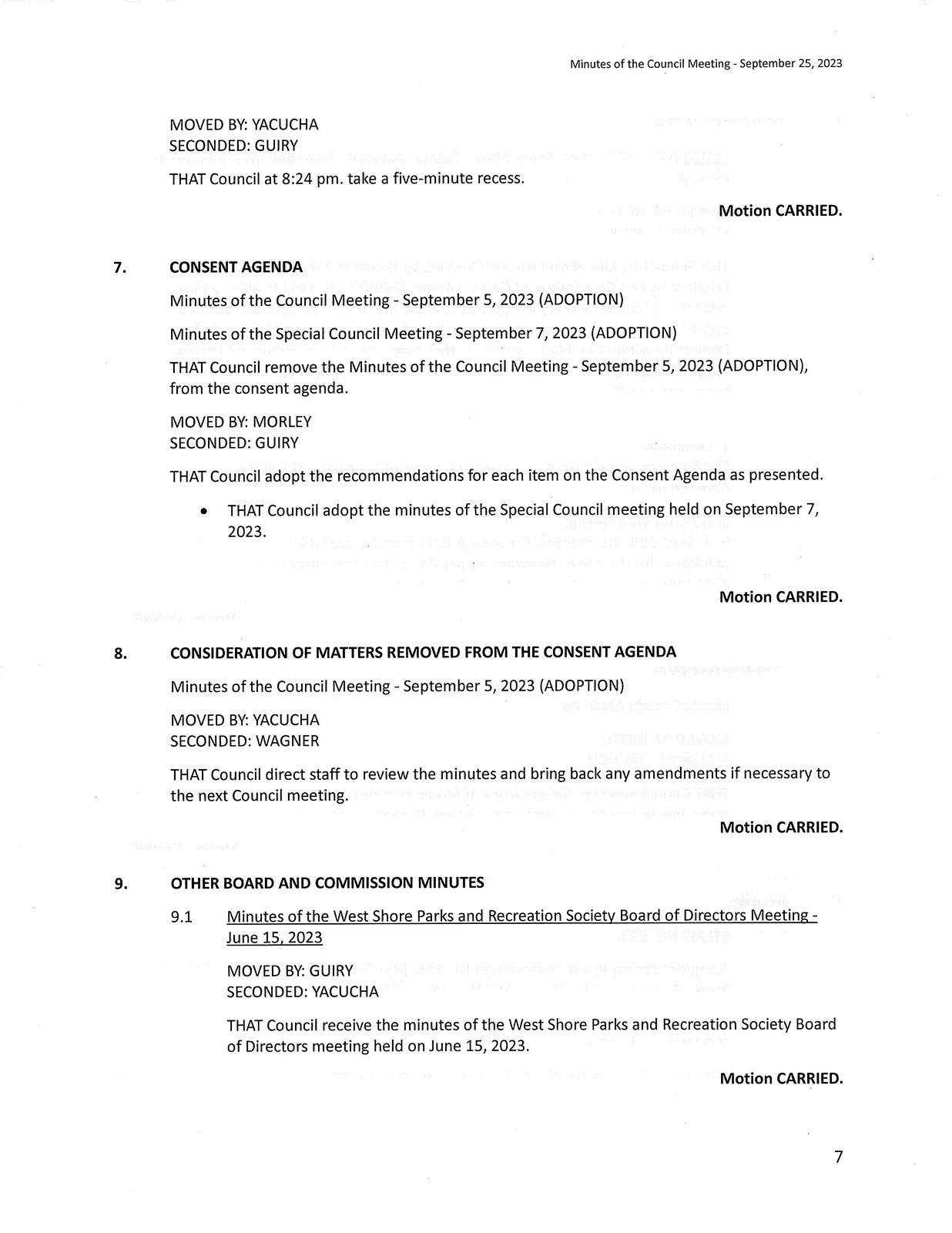 Page showing Other Board and Commission Minutes
