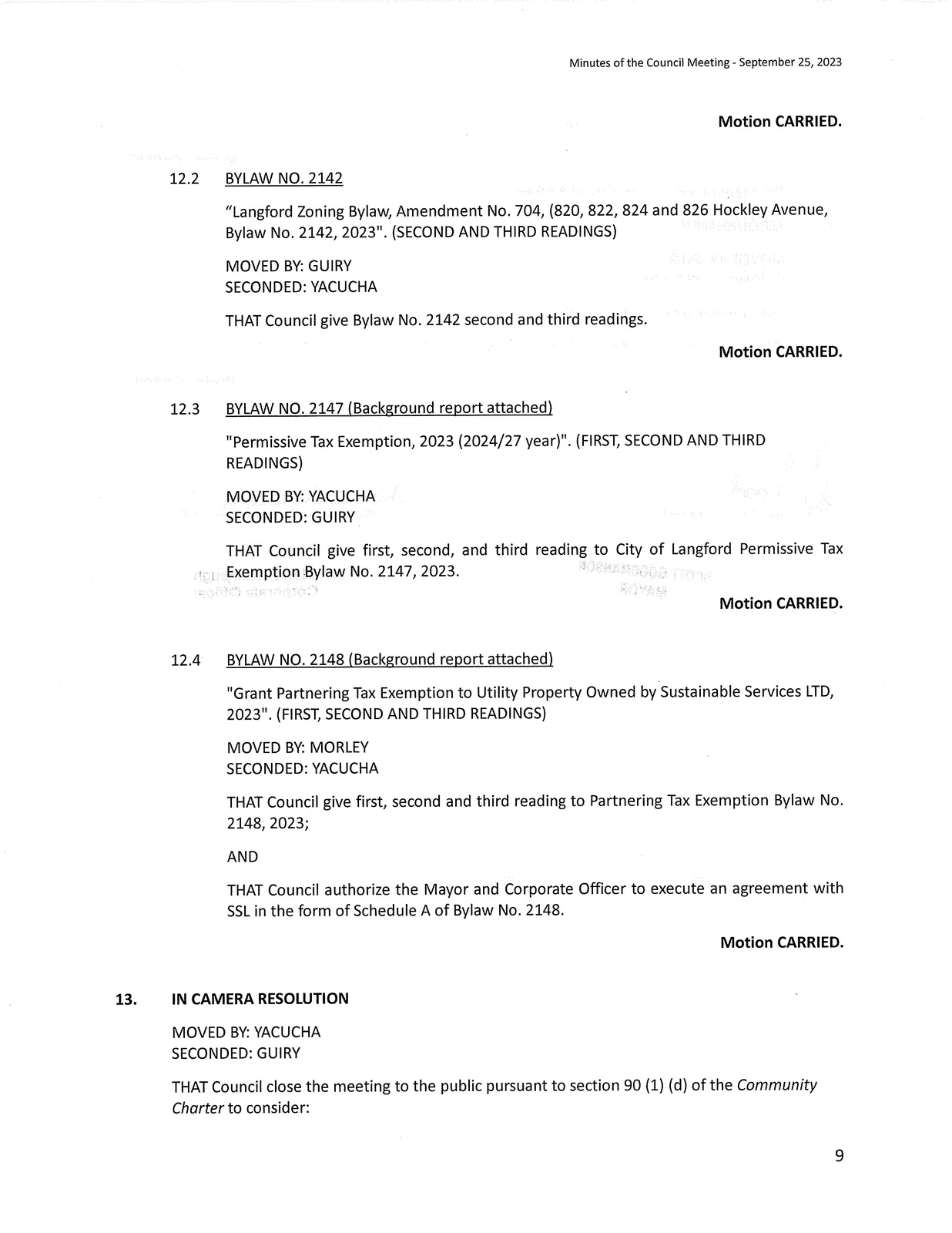 Page showing Bylaws 2132, 2142, 2147, and 2148 readings