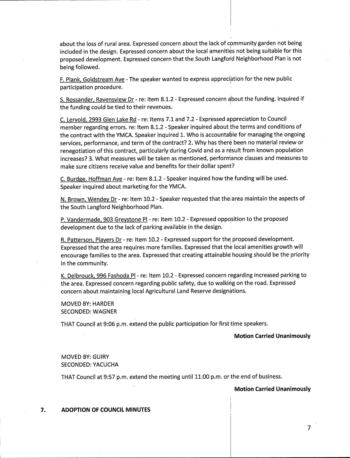 scan of page 8 of the Council Minutes (continued)