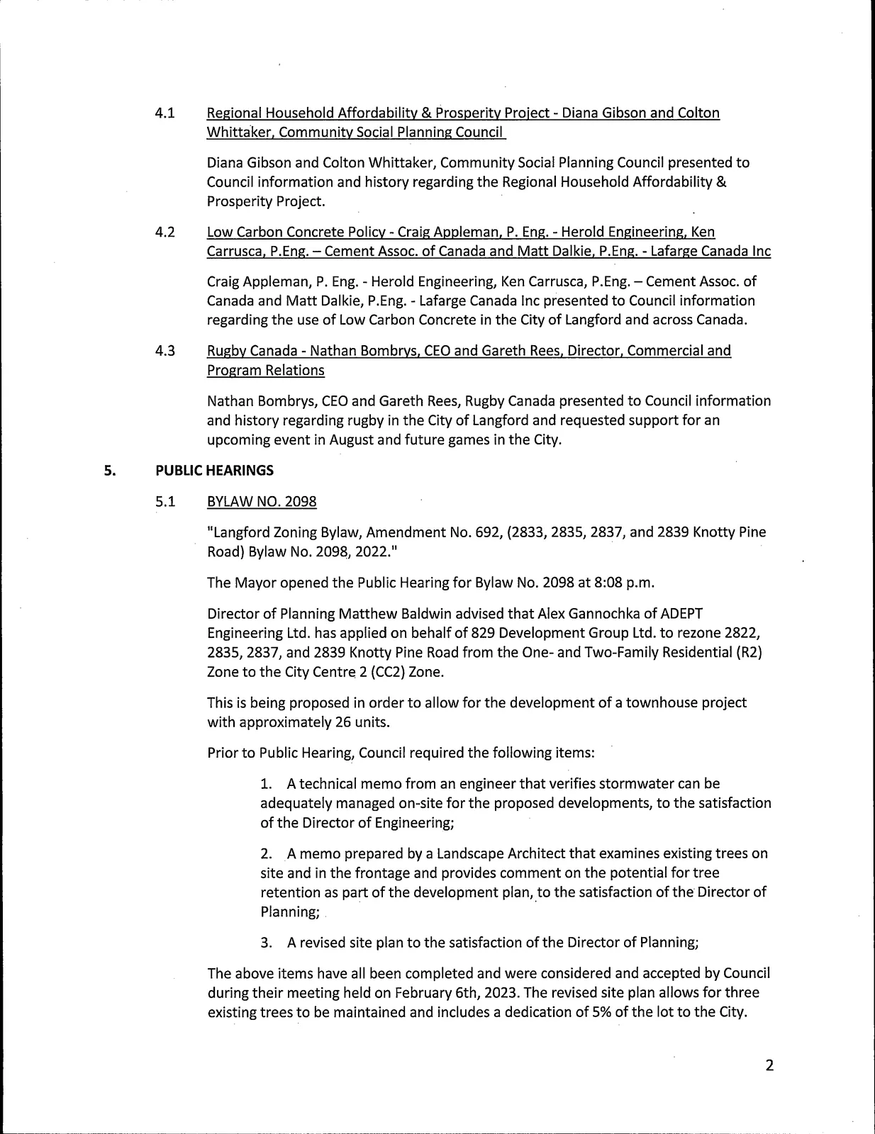 scan of page 2 of the Council Minutes