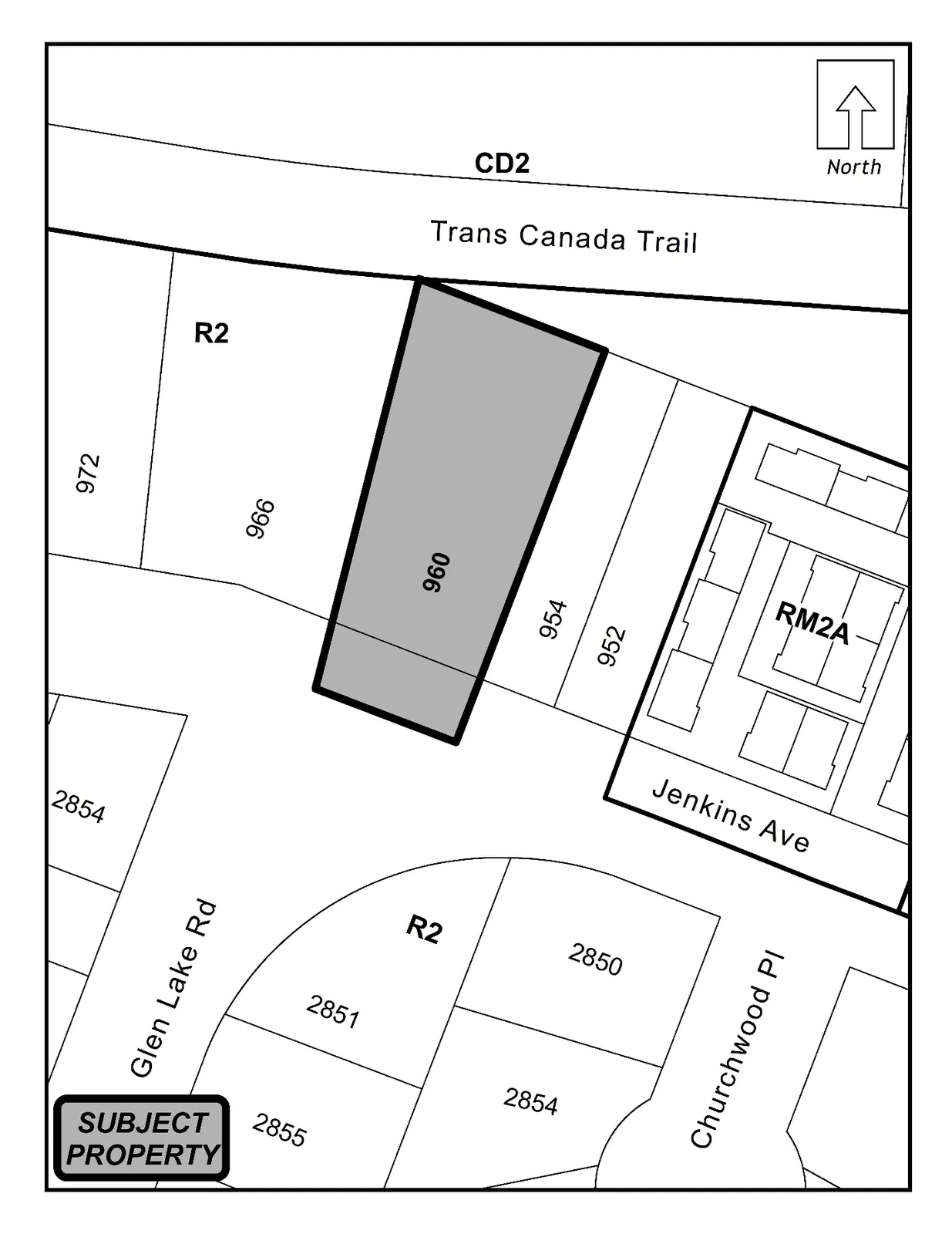 Schedule A map showing Lot 35 (960 Jenkins Avenue) shaded