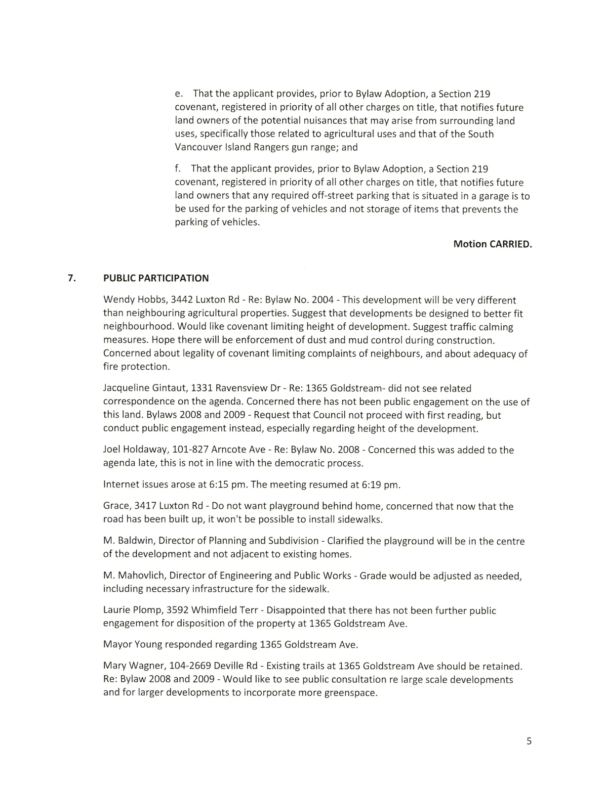 Page 5 scan of meeting minutes