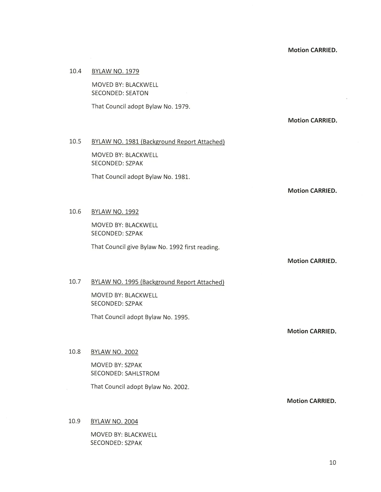 Page 10 scan of meeting minutes