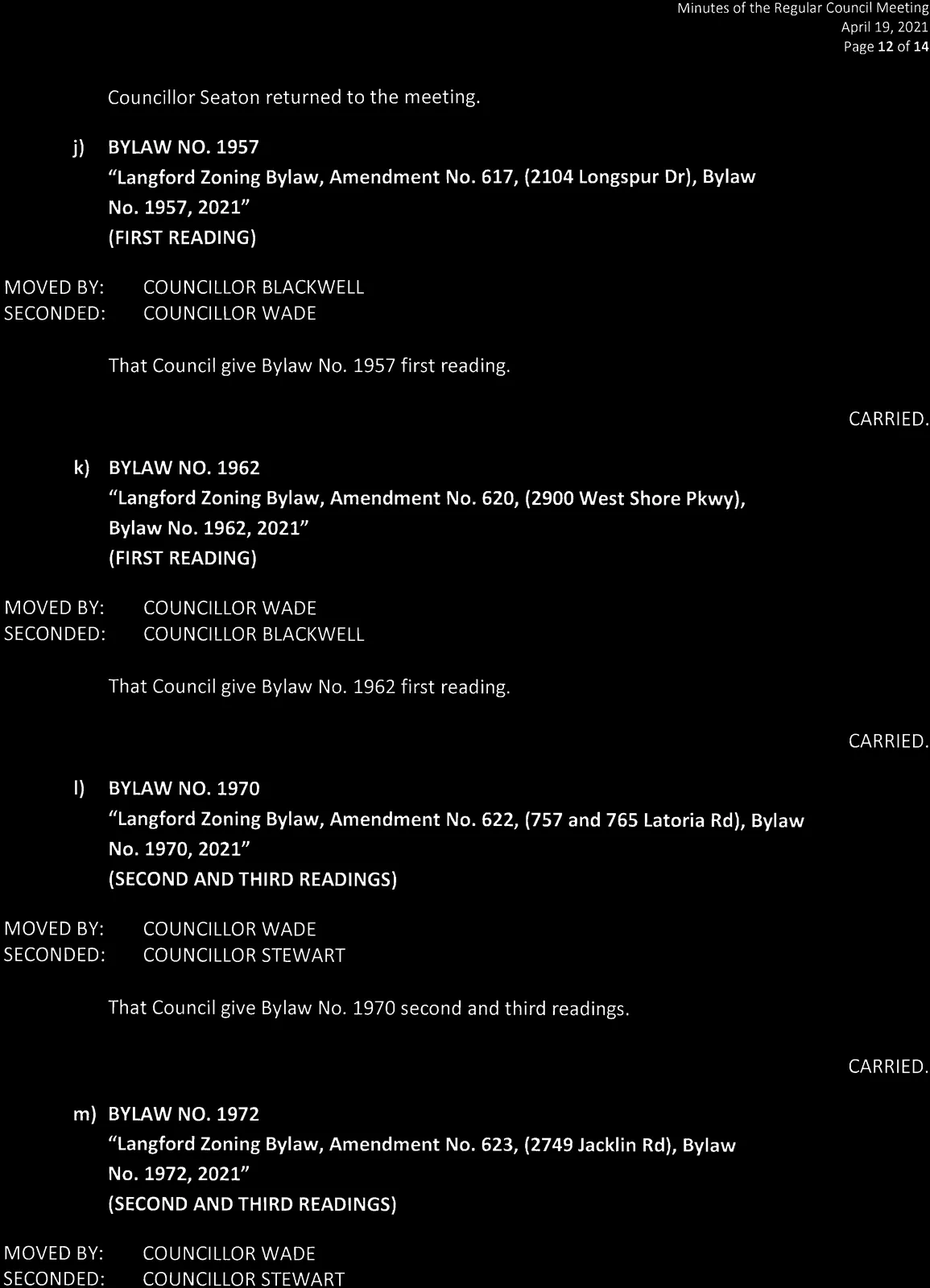 scanned page of meeting minutes