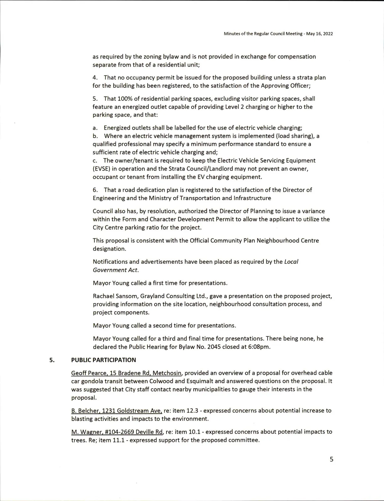 Scanned page of minutes (page 5)