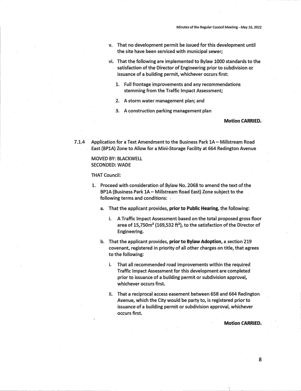 Scanned page of minutes (page 8)