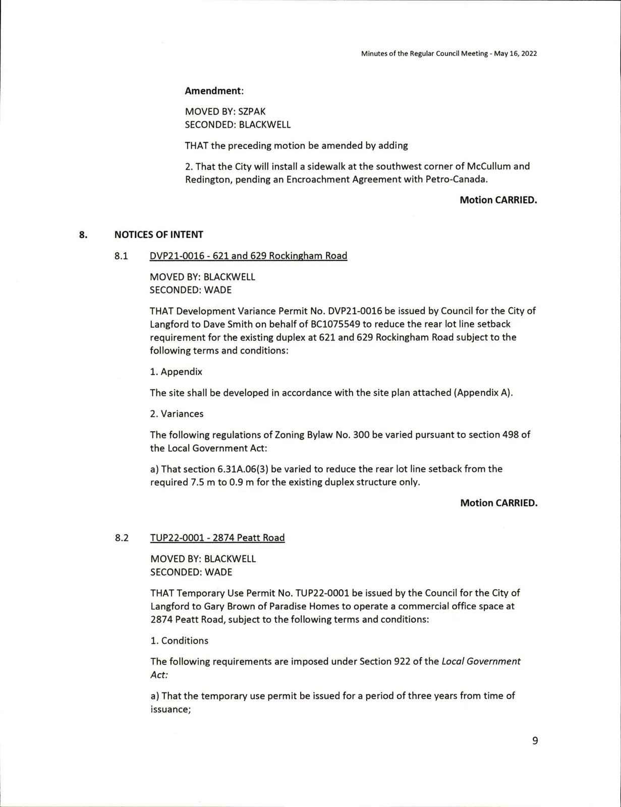 Scanned page of minutes (page 9)