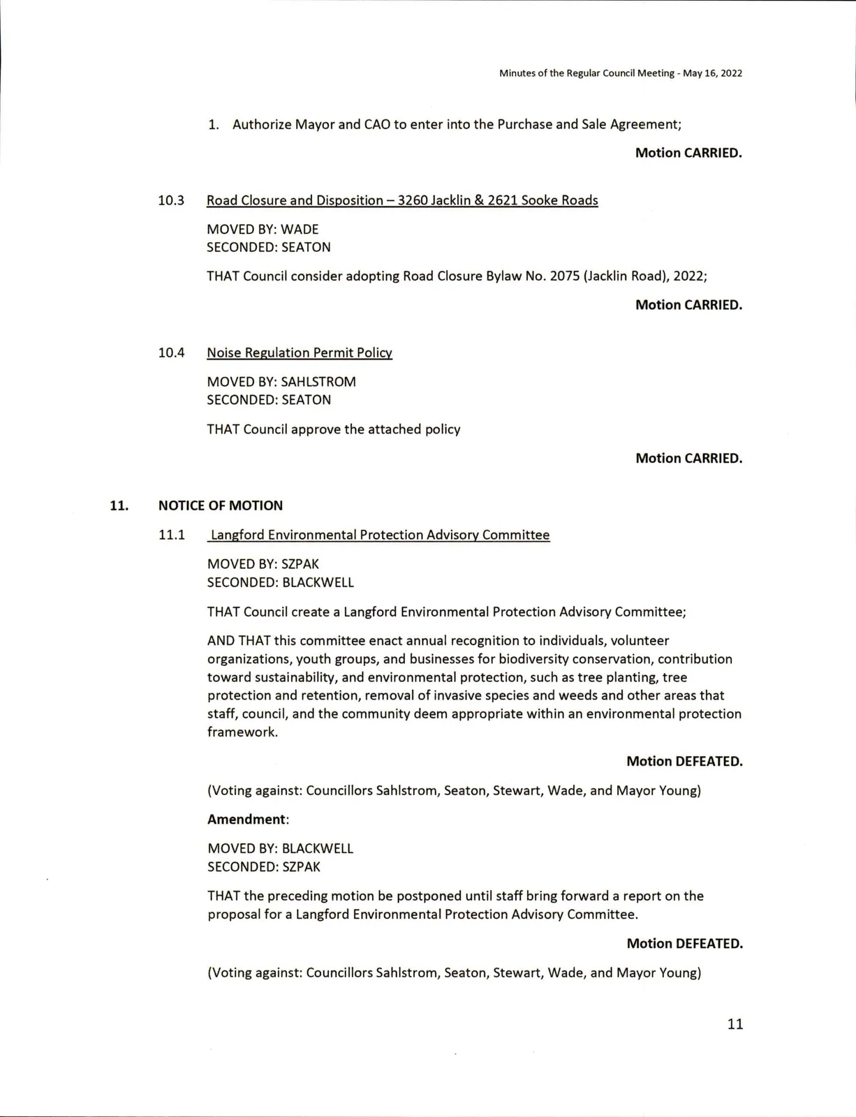 Scanned page of minutes (page 11)