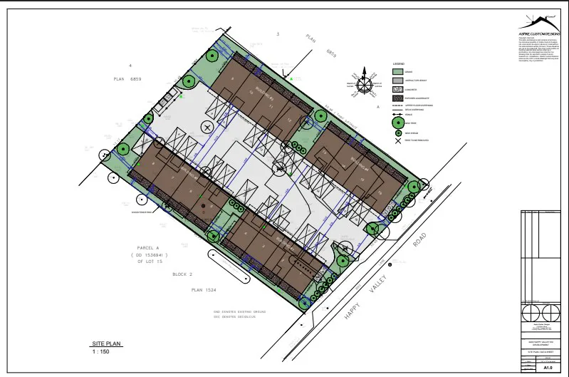 Proposed townhomes — rendering or schematic