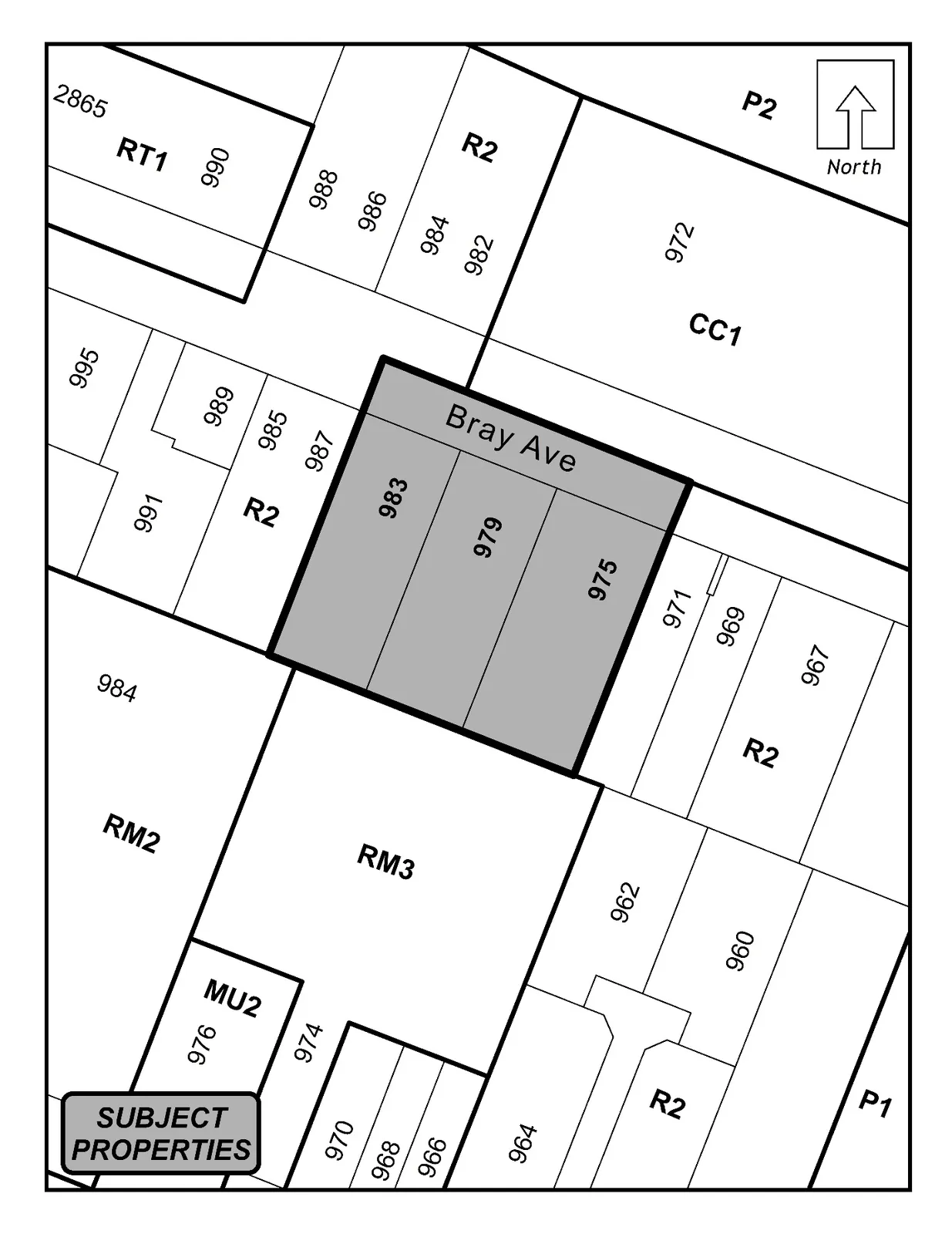 Plan No. 1 (Schedule A) showing the subject properties shaded
