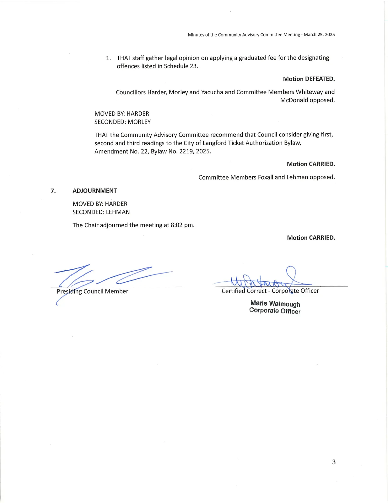 Scan of Page 3 of meeting minutes