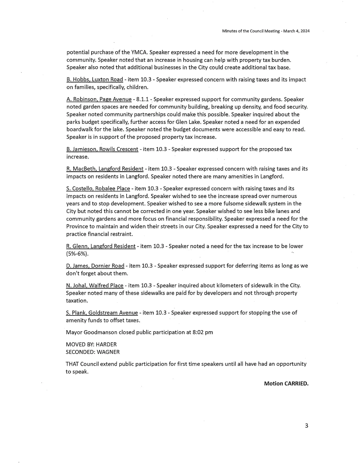Scanned page of meeting minutes (page 3)