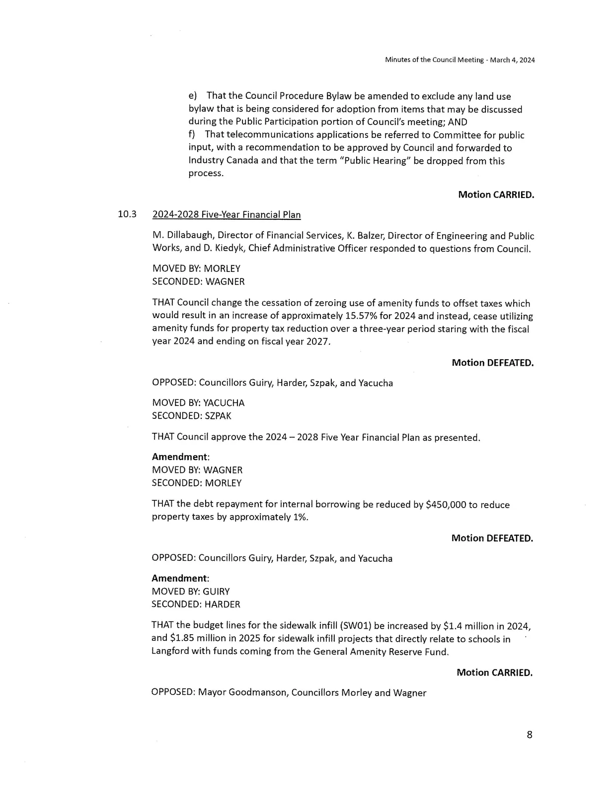 Scanned page of meeting minutes (page 8)