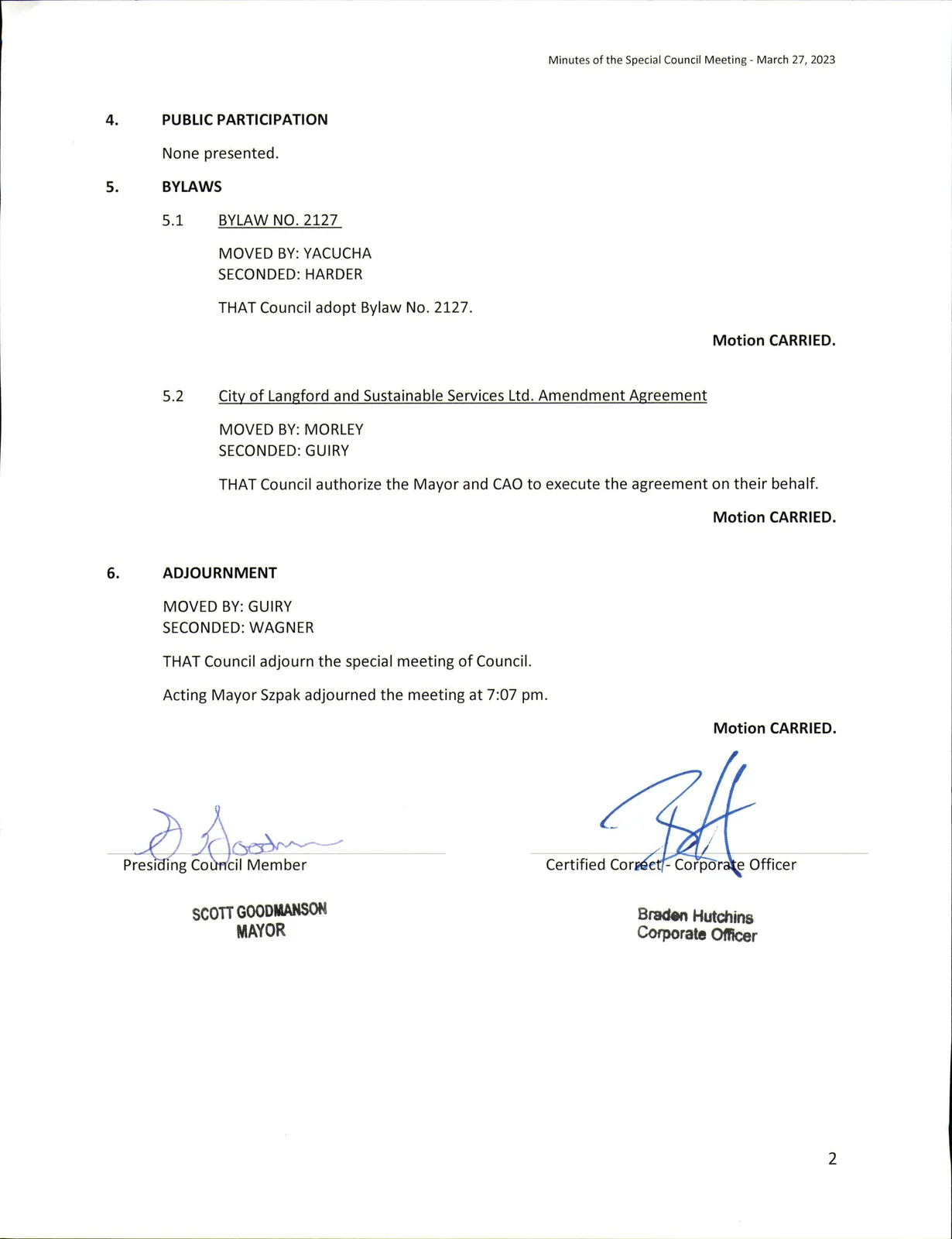 Meeting minutes continuation (page 2)